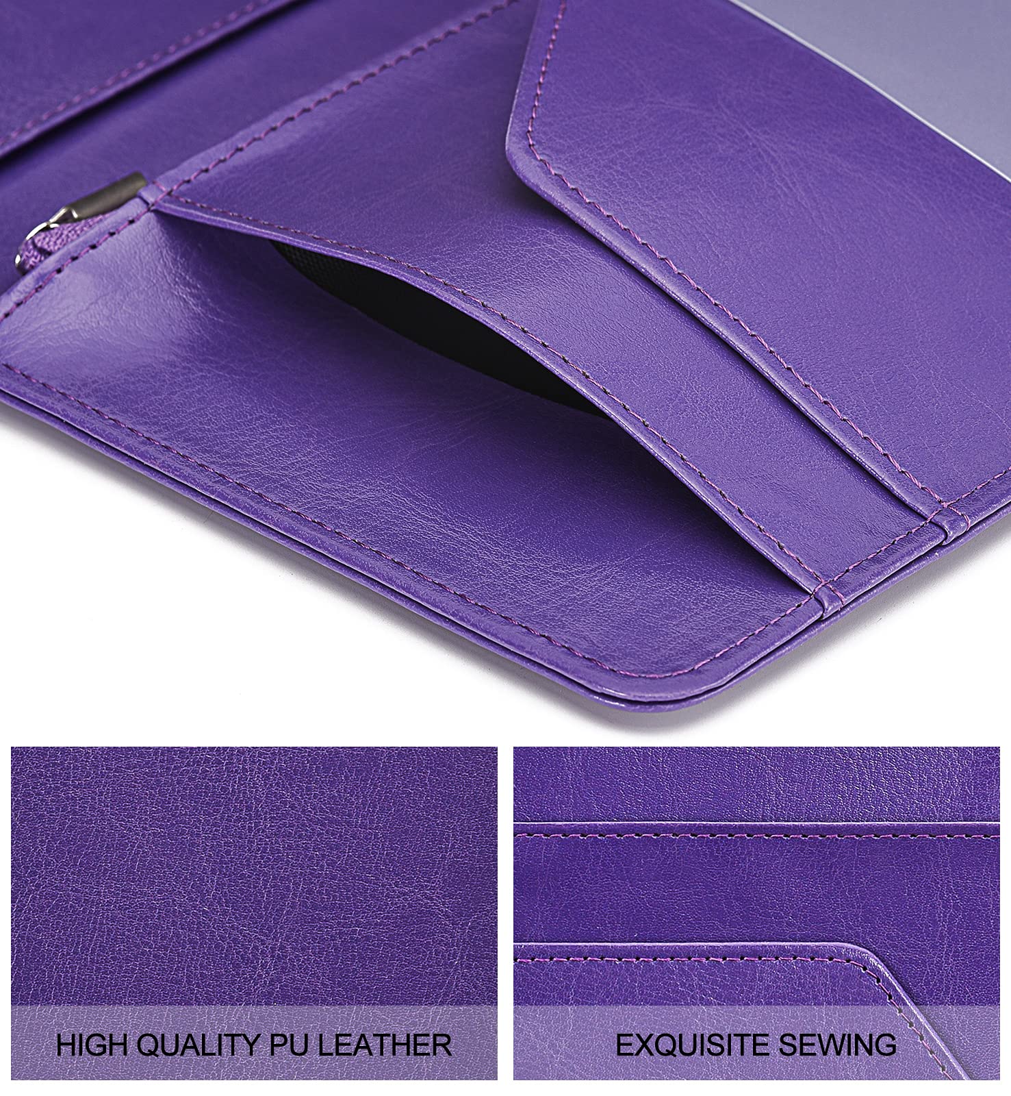 Server Books for Waitress - Leather Waiter Book Server Wallet with Zipper Pocket  Cute Waitress Book&Waitstaff Organizer with Money Pocket Fit Server Apron(Classic Purple)