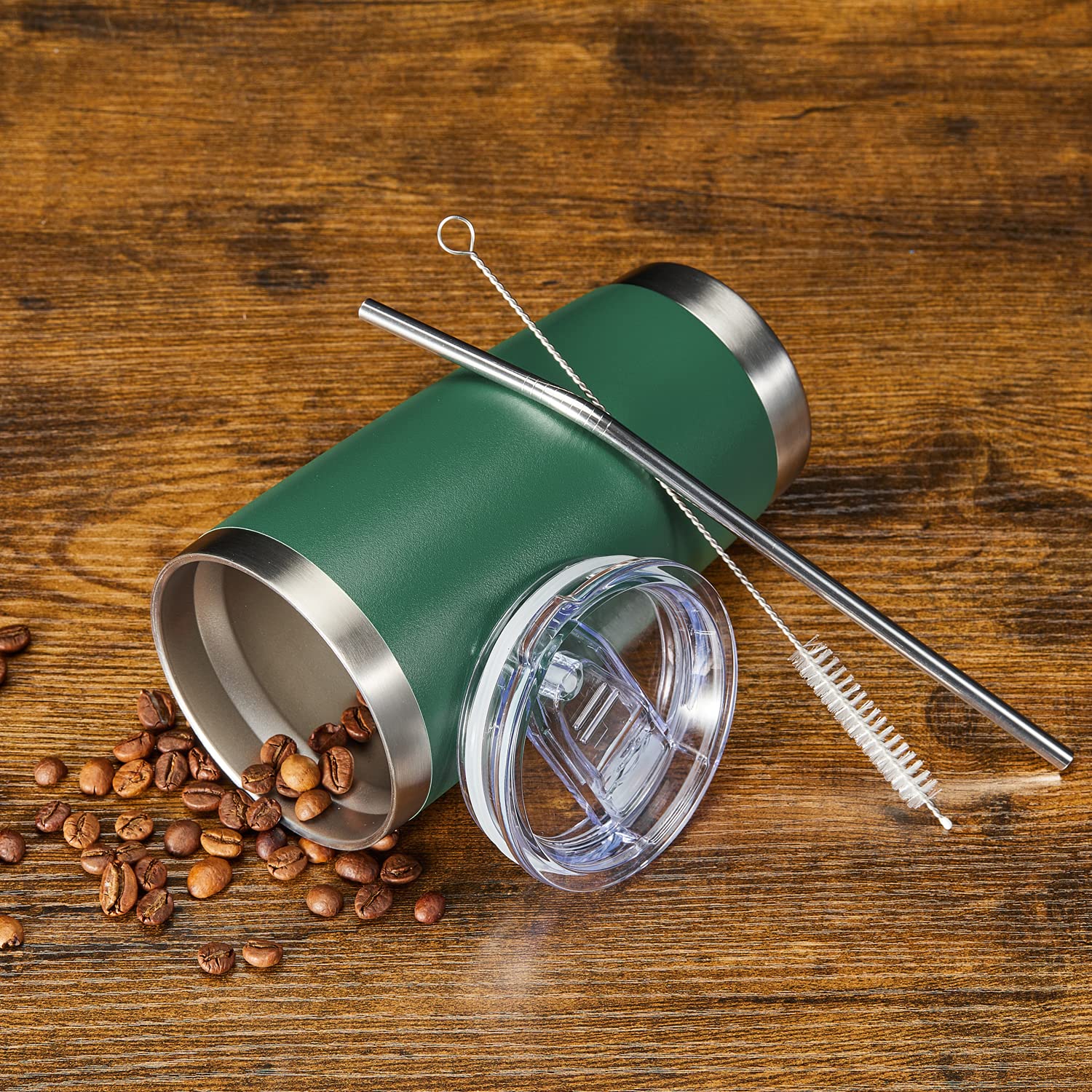 Comooo 20Oz Double Wall Vacuum Insulated Travel Mug, Stainless Steel Tumbler With Lid And Straw Durable Powder Coated Insulated