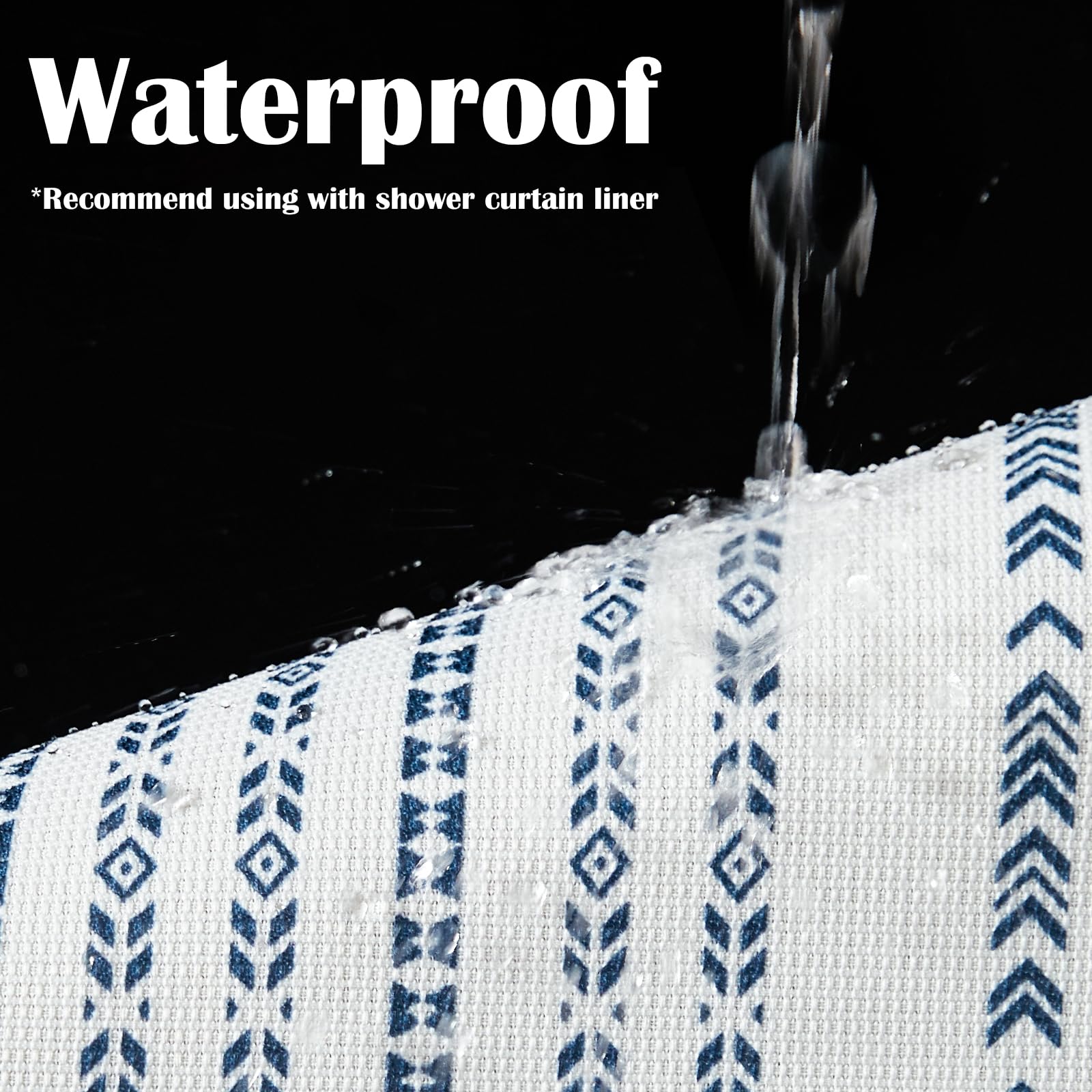 Jinchan Blue And White Shower Curtain Fabric Shower Curtain For Bathroom Modern Boho Shower Curtain Spring Waterproof In Bath 70