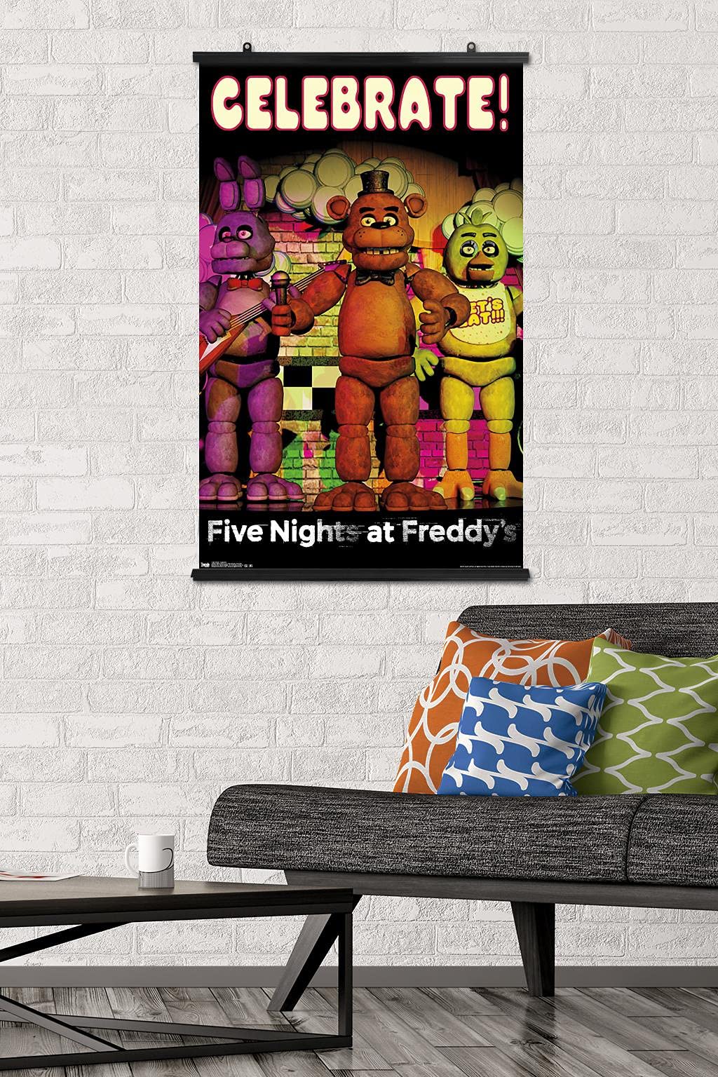 Trends International Five Nights At Freddy'S - Celebrate Wall Poster, 22.37'' X 34.00'', Poster & Mount Bundle