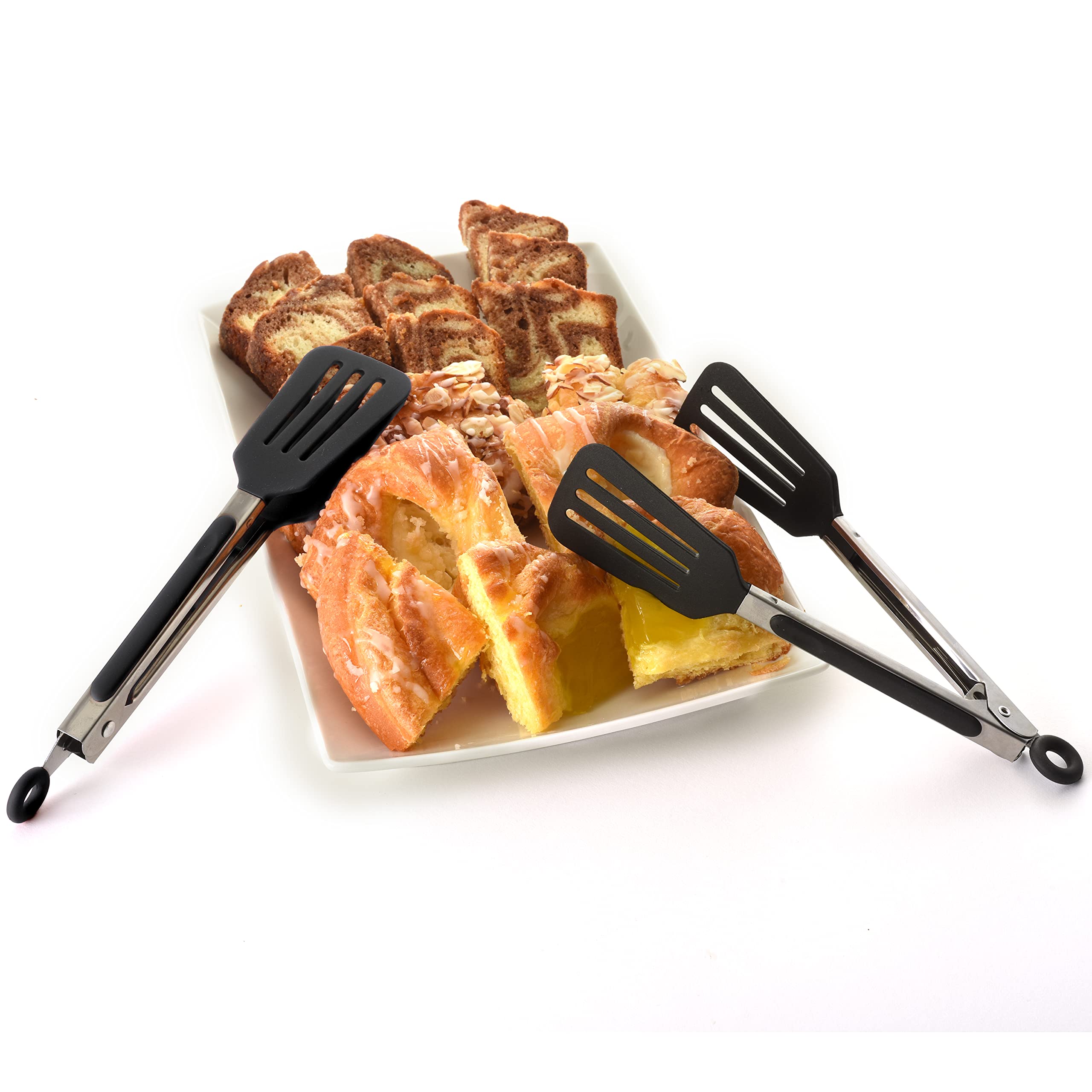 Norpro 8'' Stainless Steel Mini Slotted Spatula Locking Serving Tongs