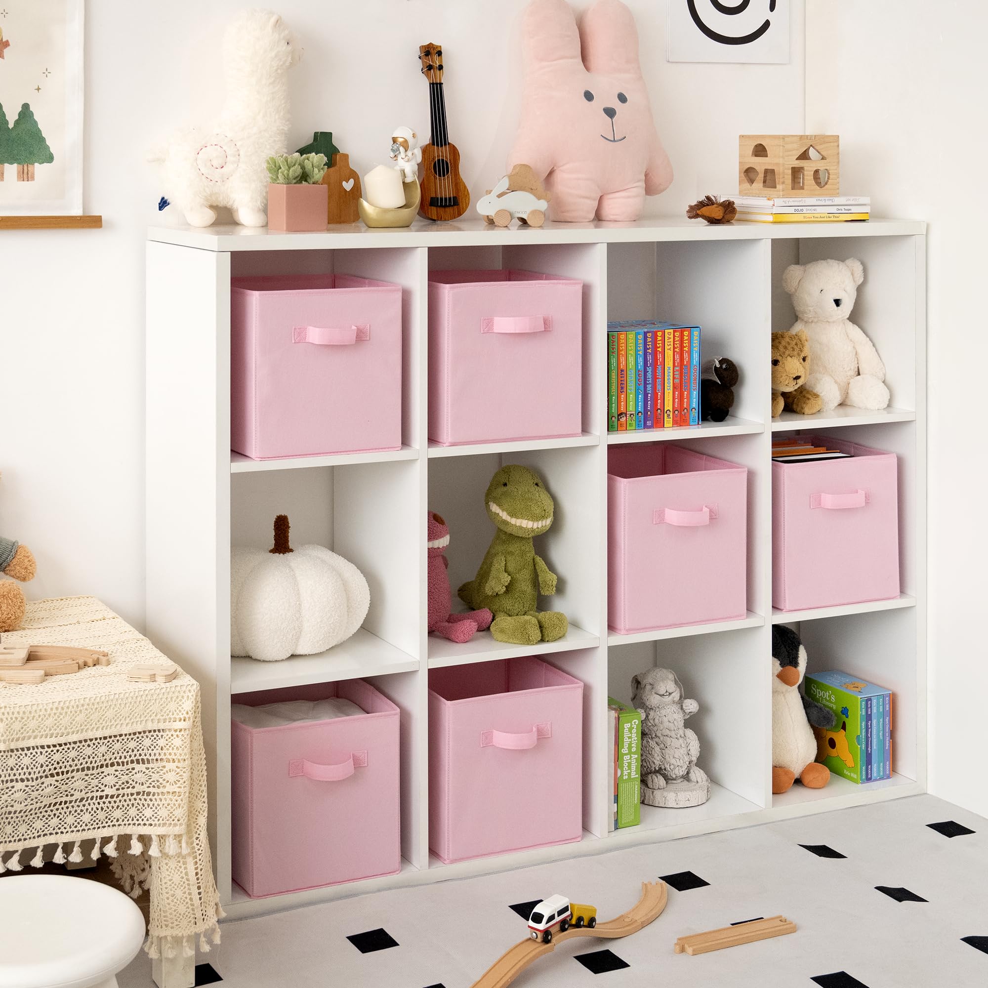 Granny Says Cube Storage Bins, 11 Inch Storage Cube Organizer, Collapsible Fabric Storage Cubes With Handle, Closet Baskets For
