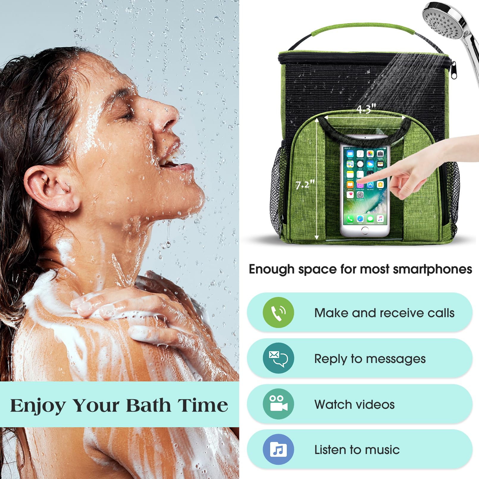 Attmu Portable Shower Caddy College Tote Bag, Quick Dry Hanging Toiletry Bag, Large Capacity Mesh Shower Caddy Portable For Coll