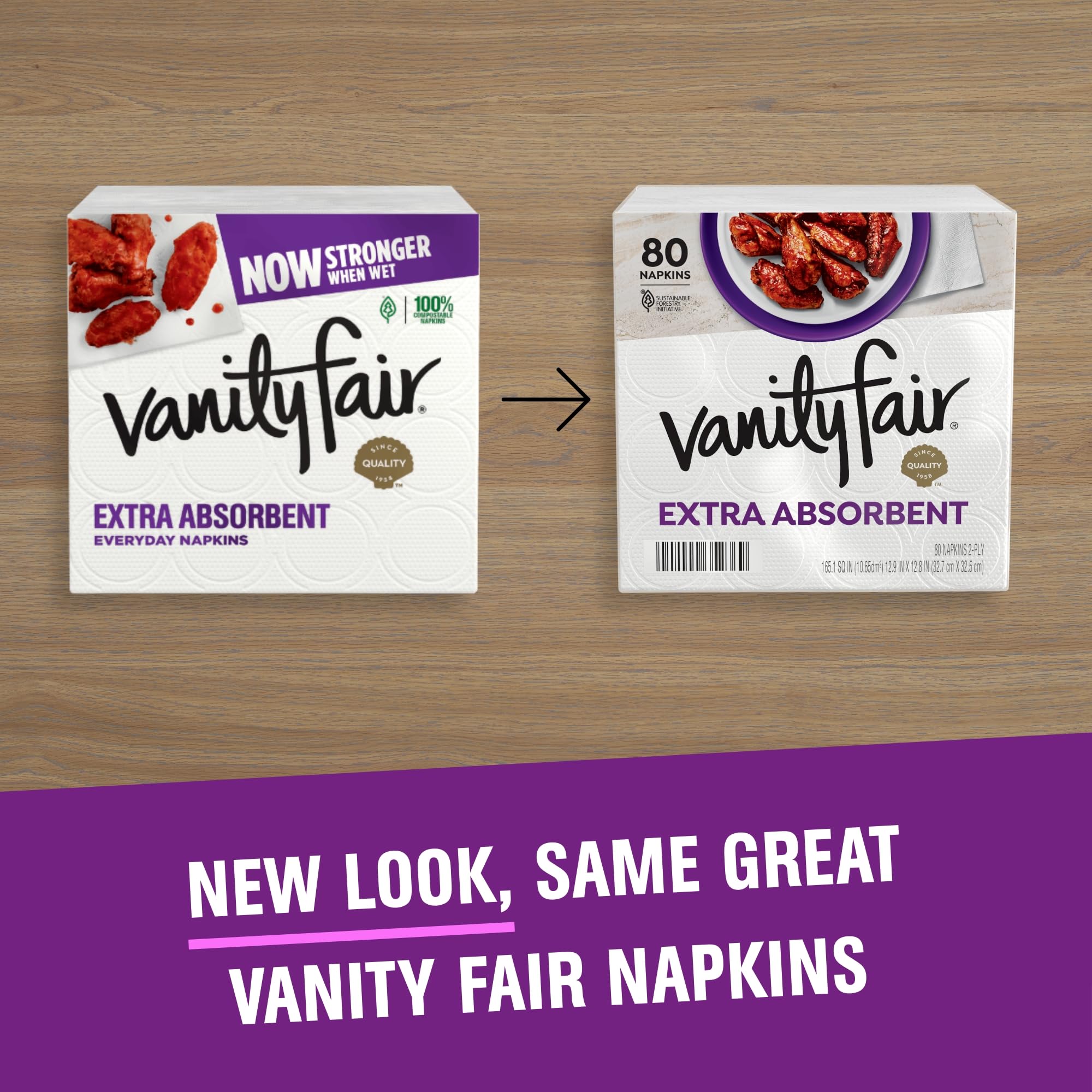 Vanity Fair Extra Absorbent Premium Paper Napkins, 80 Count, Disposable Napkins Made Soft And Strong For Messy Meals And Everyda