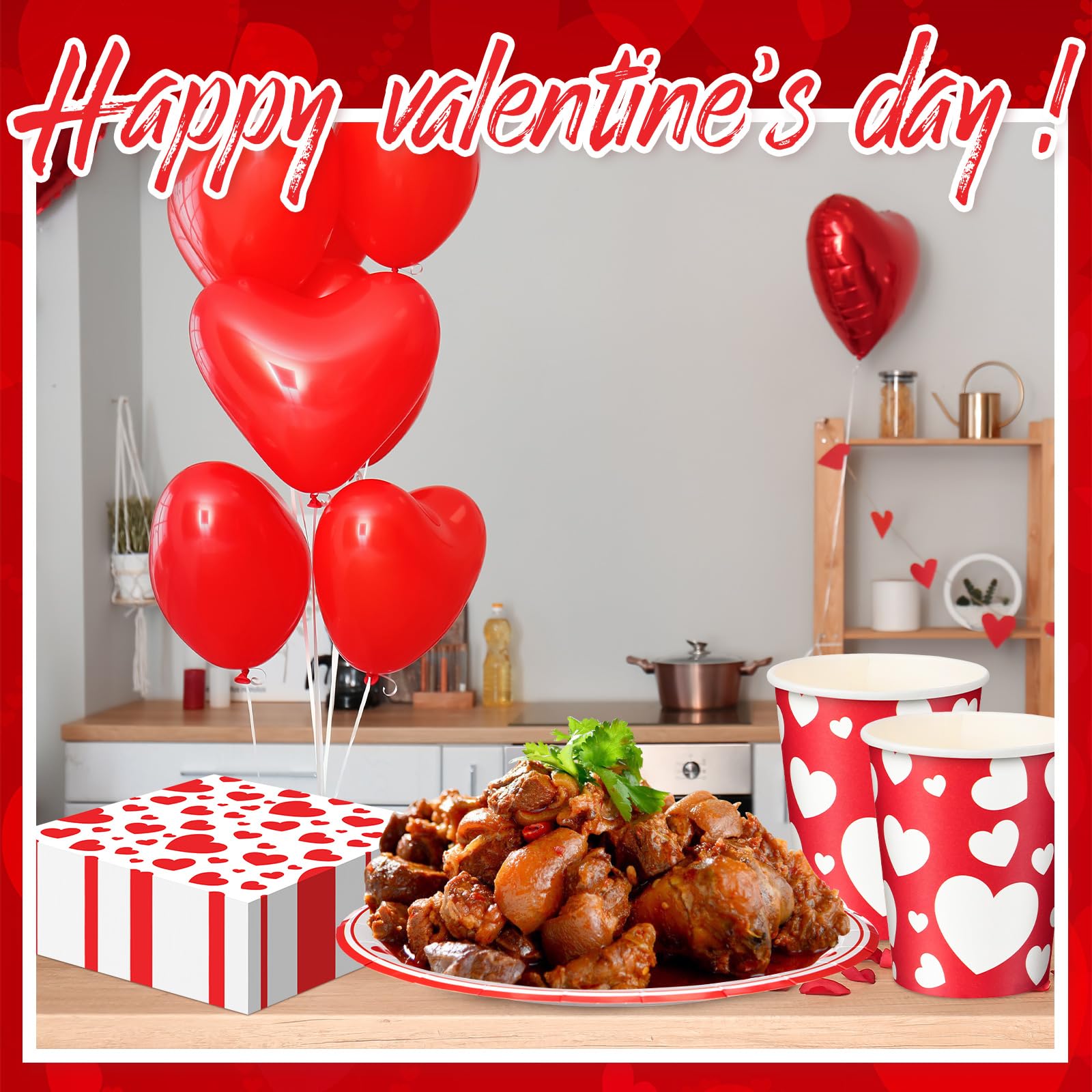 Sunnychicc 240 Pcs Valentine'S Day Party Supplies Plates And Napkins Cups Valentine'S Day Disposable Dinner Dessert Plates Heart