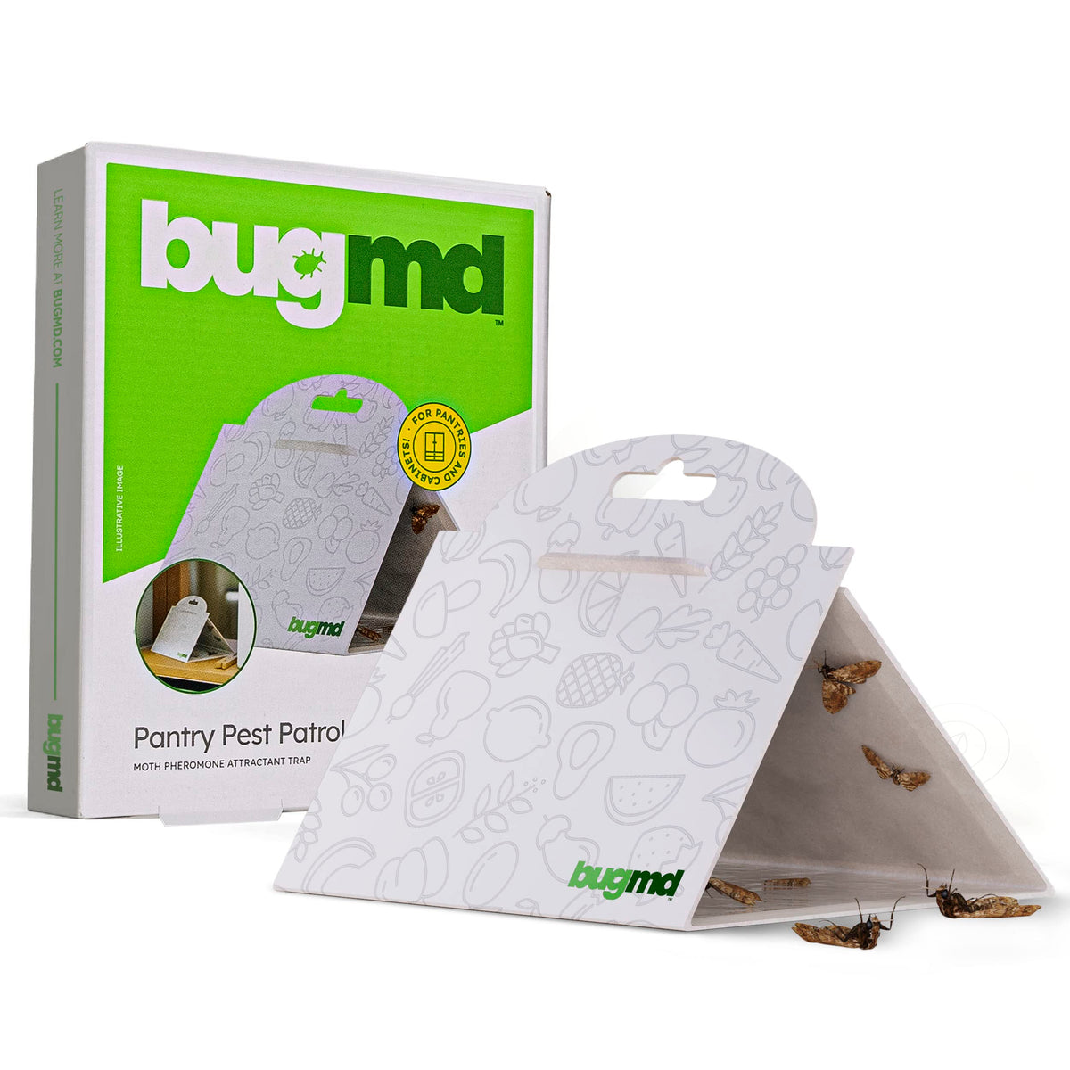 Bugmd Pantry Pest Patrol (18 Count, White) - Moth Traps For Kitchen, Pantry Moth Trap, Bug Trap, Moth Traps For House Pantry, Ge