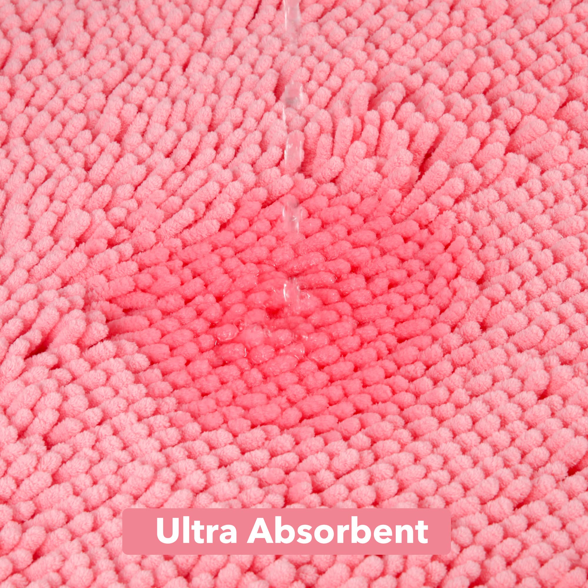 Yeaban Pink Bathroom Rugs Sets 2 Piece - Thick Chenille Bath Mats | Absorbent And Washable Bath Rug Non-Slip, Plush And Soft Rug