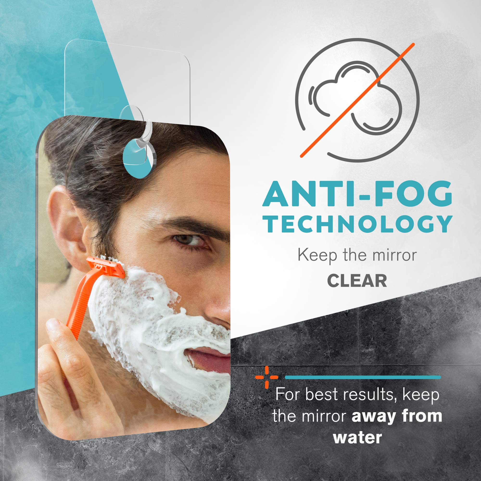 Honeybull Shower Mirror Fogless For Shaving - Flat Anti Fog Mirror With Razor Holder For Shower, Mirrors, Shower Accessories, Ba