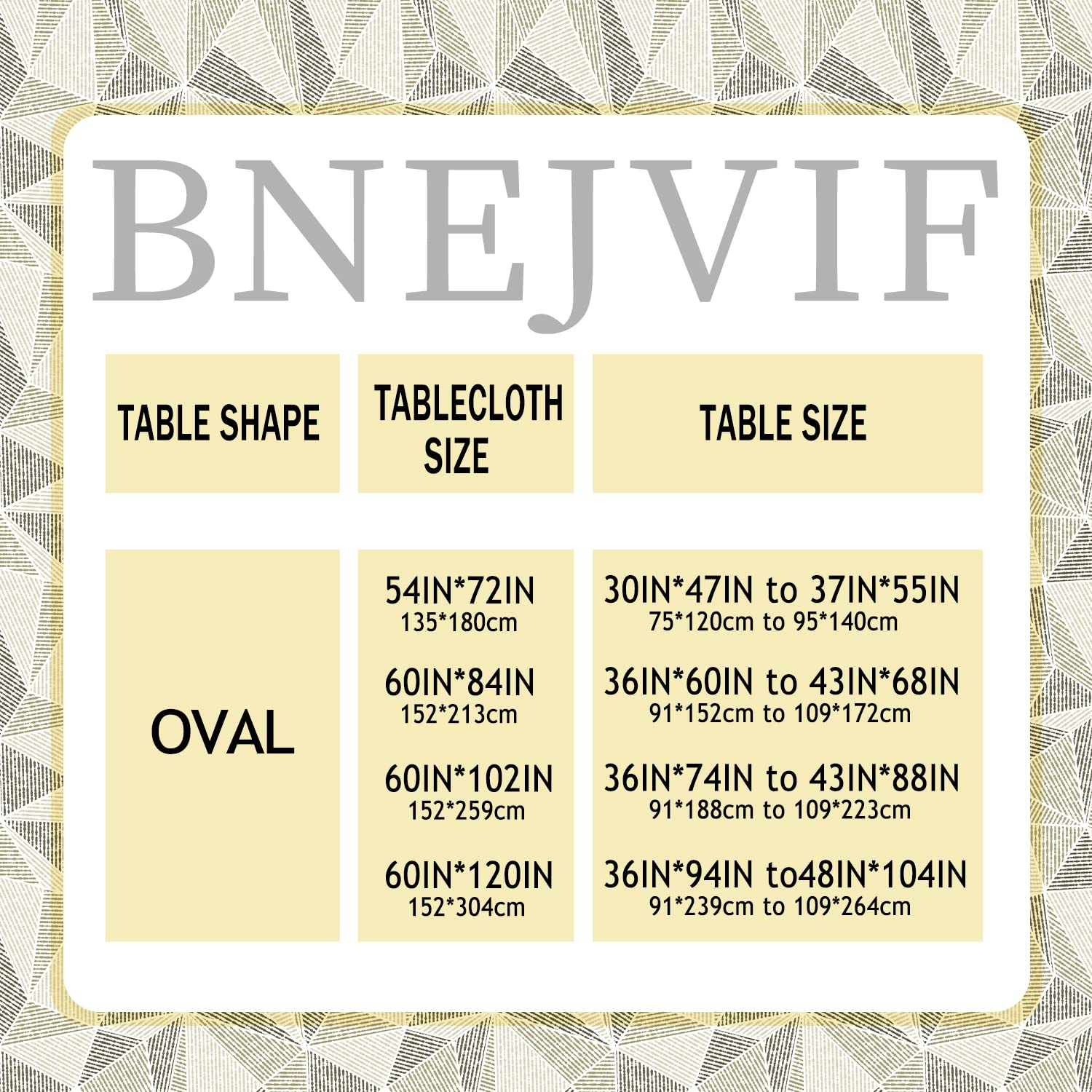 Bnejvif Oval Tablecloth, Modern Geometric Oval Tablecloth, Oval Tablecloth Indooroutdoor Waterproof Wrinkle Free Durable Oval Ta