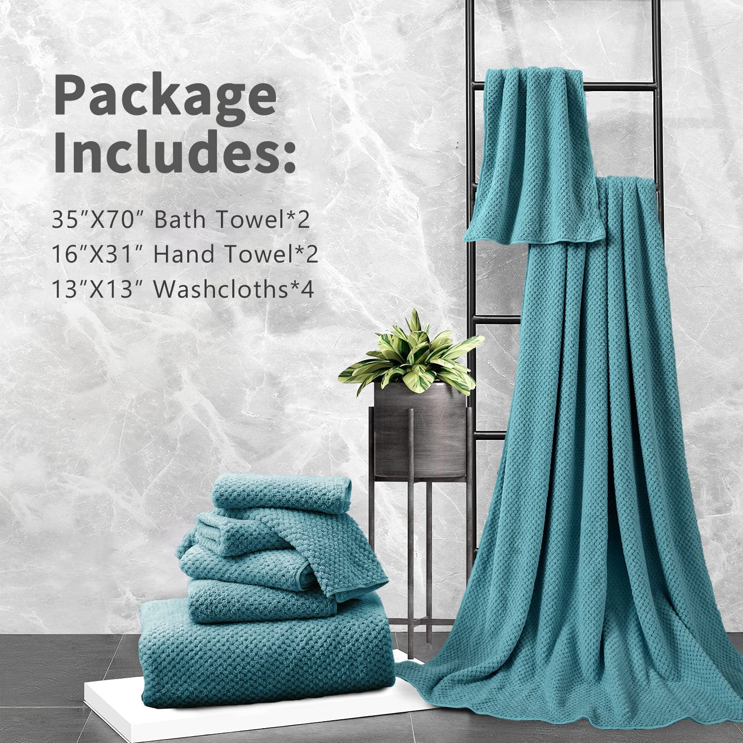 8 Piece Bathroom Towel Set |2 Oversized Large Bath Towels Sheet,2 Hand Towels And 4 Washcloths| 600Gsm Ultra Soft Luxury Premium