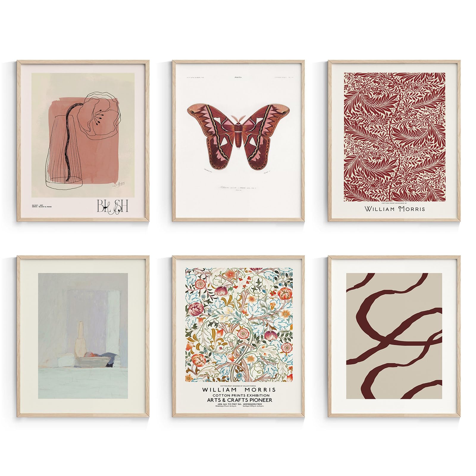 Habseligkeit Red Butterfly Wall Art Prints, Retro Wall Decors For Room Aesthtic, Abstract Posters For Bedroom Decor Aesthetic Un