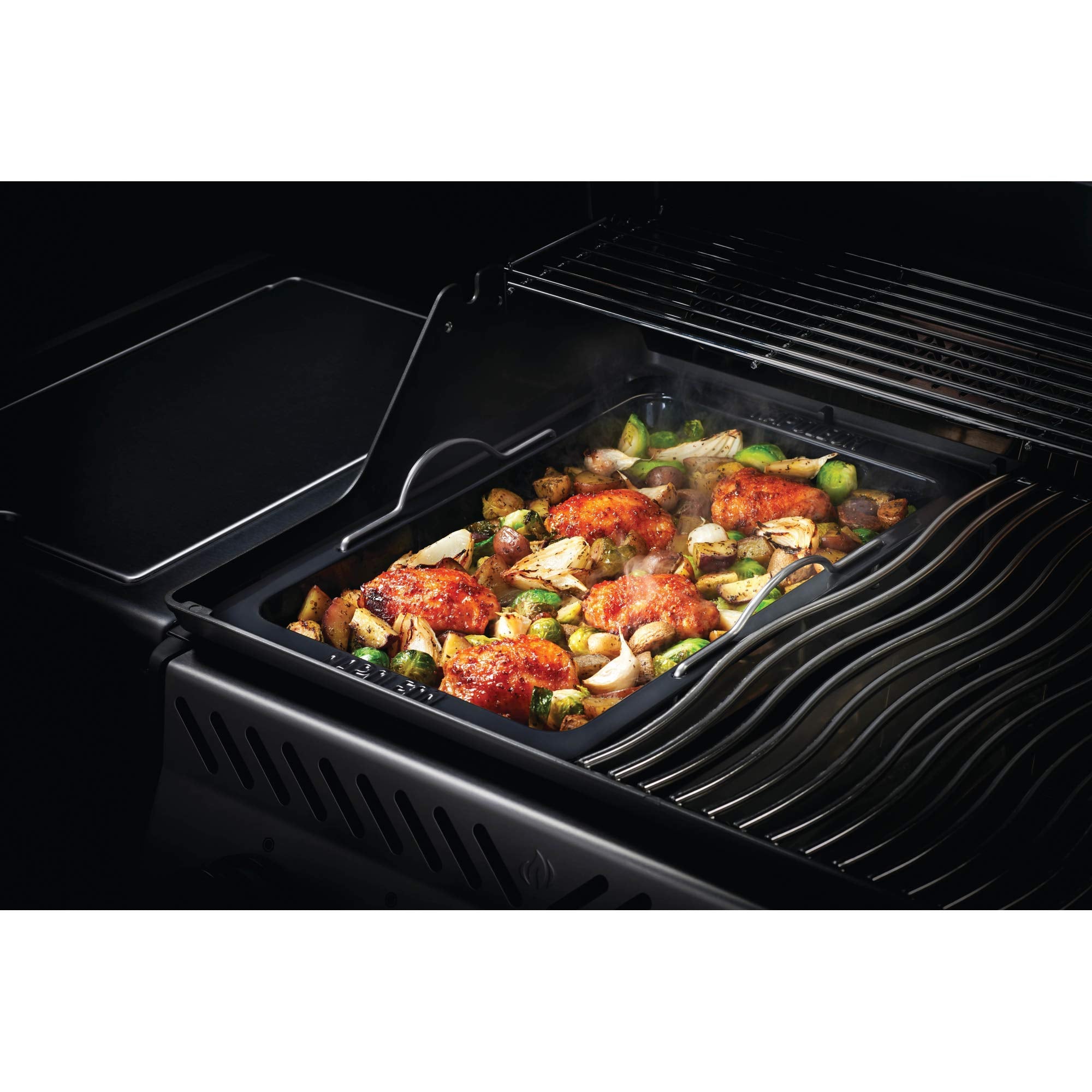 Napoleon Bbq Grill Accessory Grill Roasting Pan, For Rogue, Prestige, Prestige Pro Gas Bbq Grills, Custom Fit, Porcelain Enamele