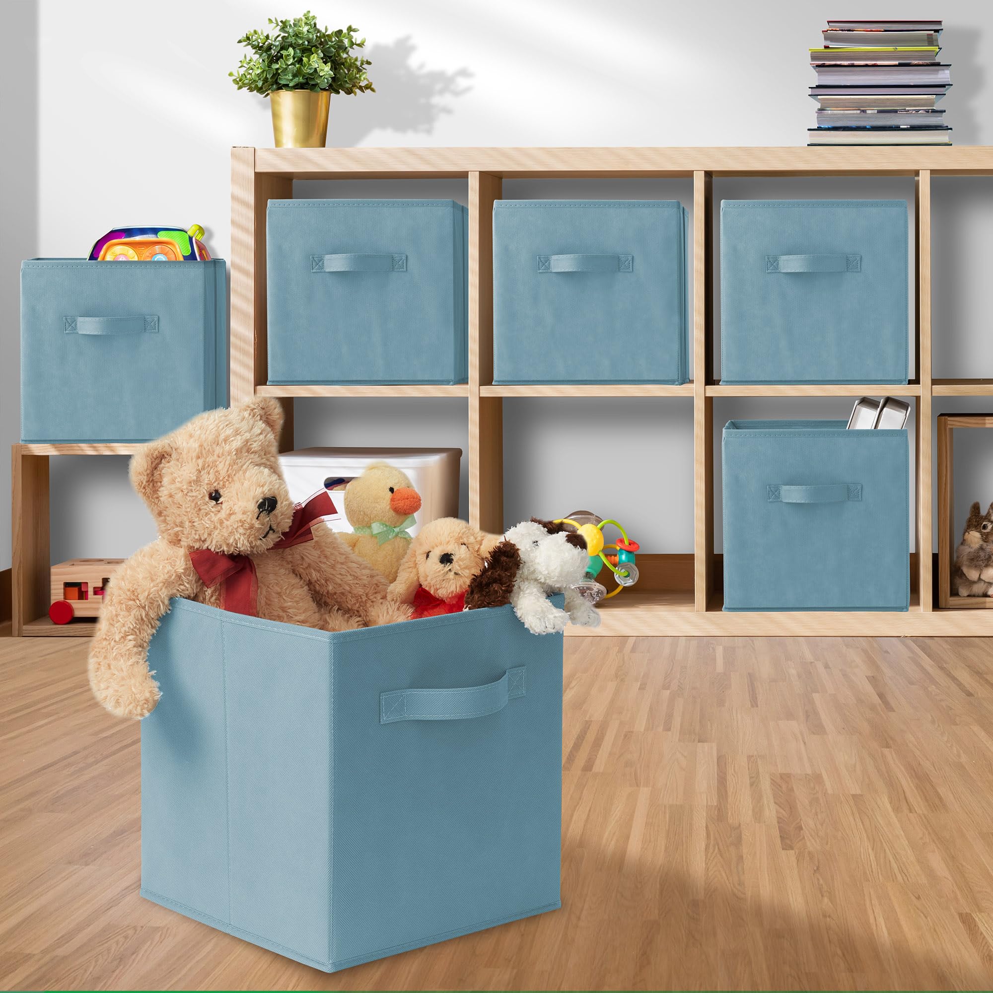 Casafield Set Of 6 Collapsible Fabric Cube Storage Bins, Multicolor - 11'' Foldable Cloth Baskets For Shelves, Cubby Organizers