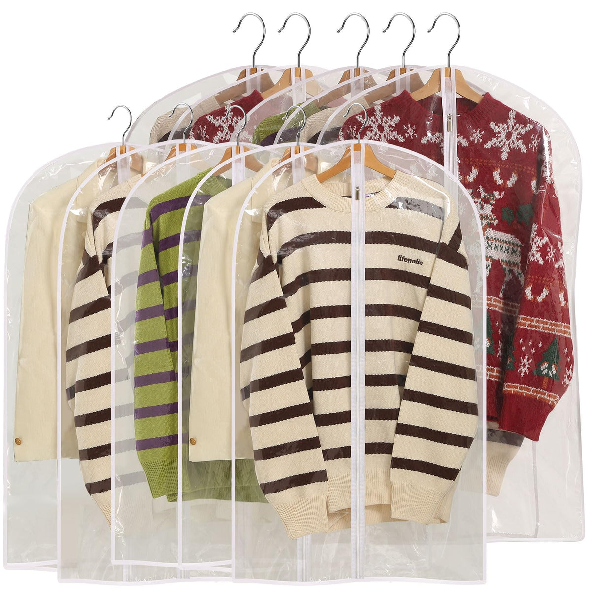 Perber All Clear Garment Bags For Hanging Clothes, 40'' Suit Bags For Closet Storage, Plastic Dustproof Suit Cover Bags, Clothes