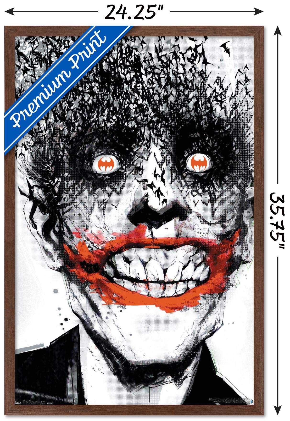 Trends International Dc Comics - The Joker - Bats Wall Poster, 22.375'' X 34'', Mahogany Framed Version