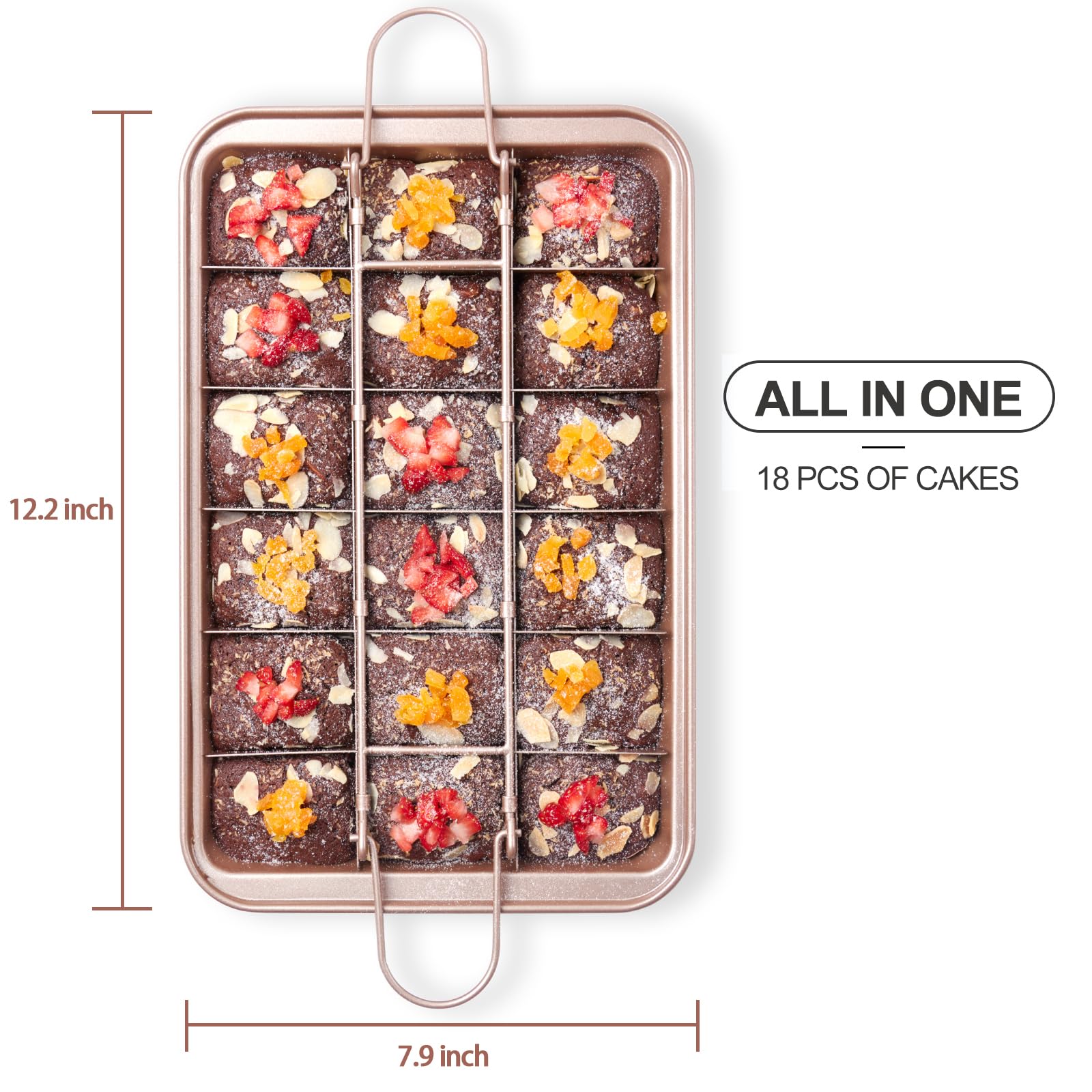 Sujude Brownie Pan With Dividers Nonstick Brownie Pans And Cutters, Make 18 Pre-Cut Brownies At Once Perfect Individual Brownie