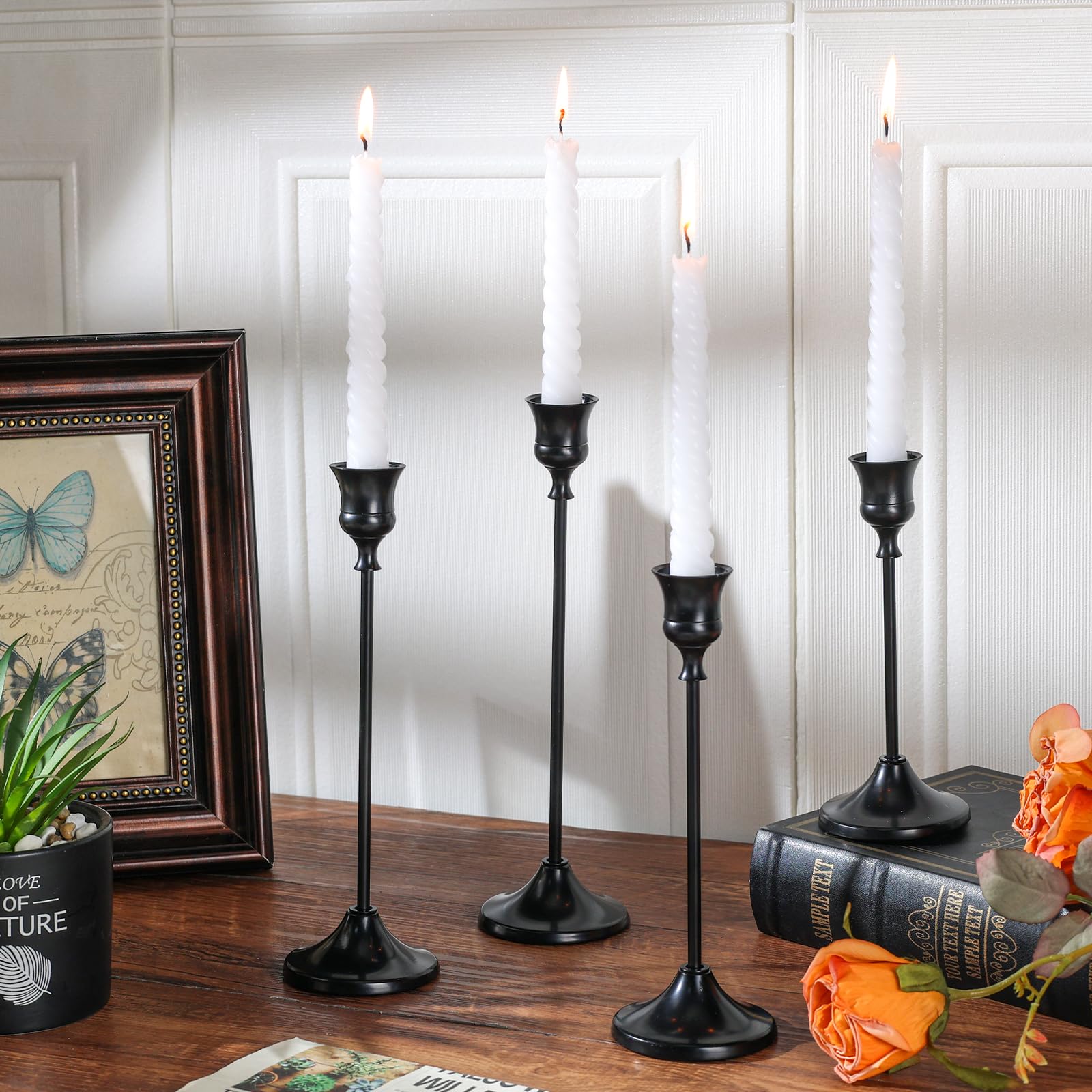 Tunyet Candlestick Holders, 6PCS Metal Taper Candle Holder, Black Candle Holders for Candlesticks, Candle Holder for Wedding Fir