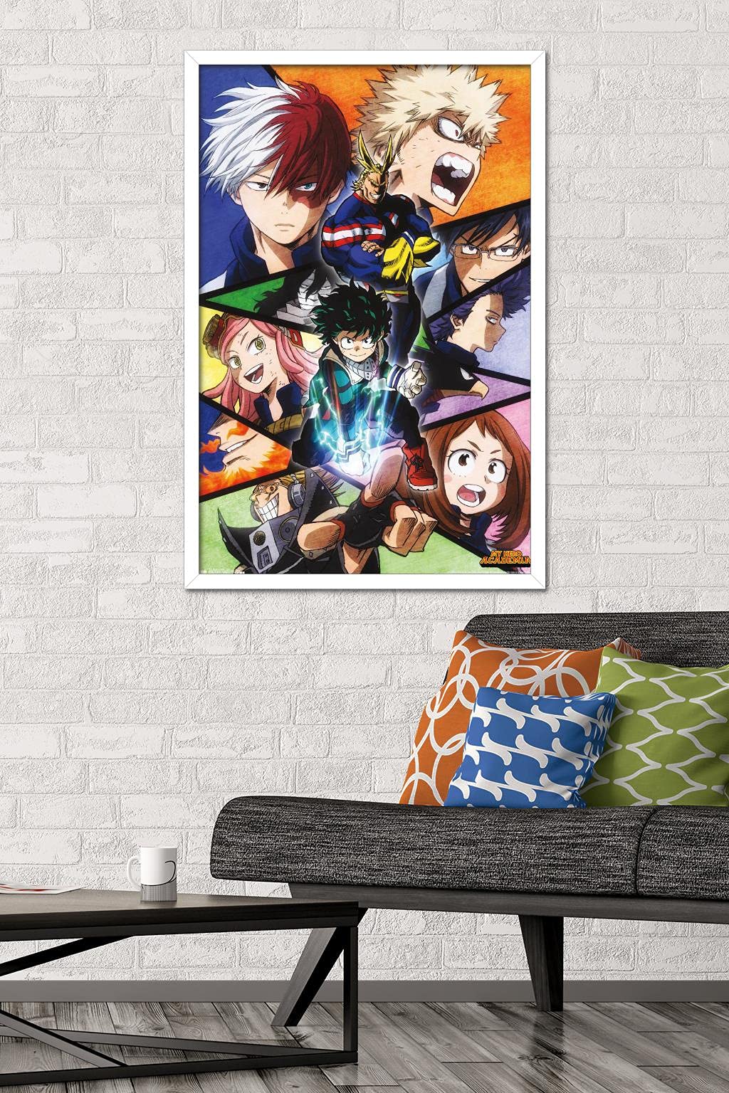 Trends International My Hero Academia-Faces Wall Poster, 22.375'' X 34'', White Framed Version