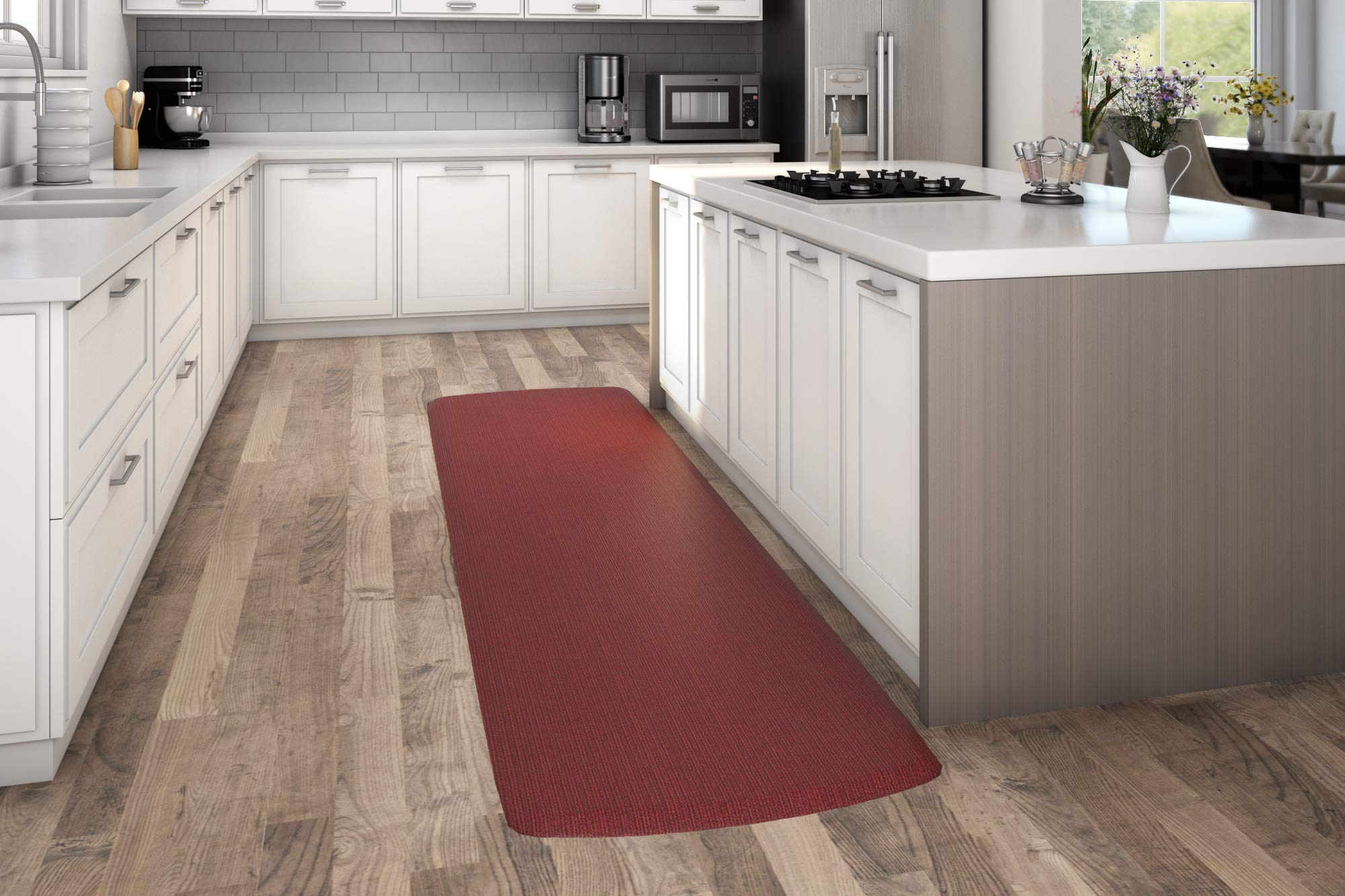 Newlife By Gelpro Decorative Foam Floor Mat, 30 X 108, Grasscloth Crimson