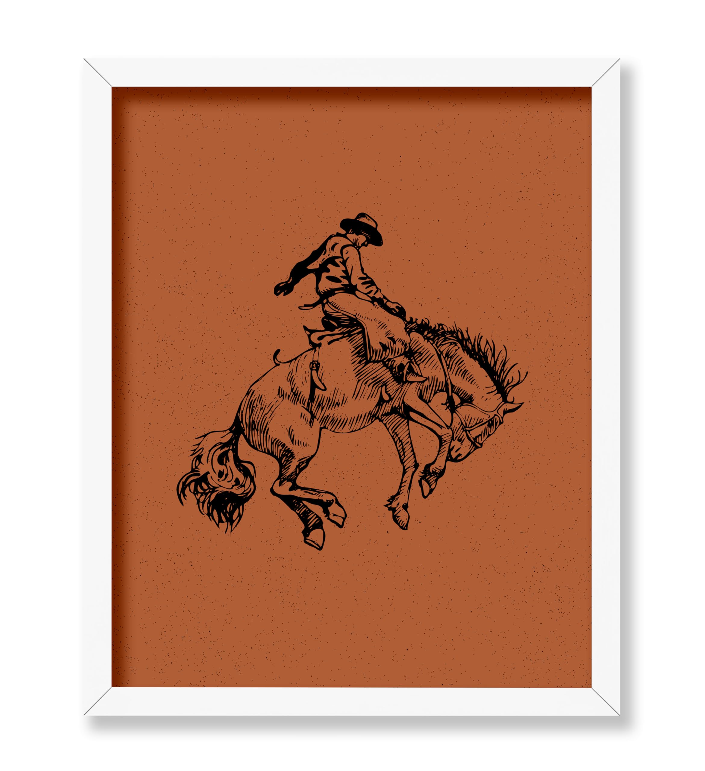 Poster Master Brown Cowboy Poster - Retro Cowboy On Bucking Horse Print - Rodeo Art - Western Art - Wild West Art - Gift For Him