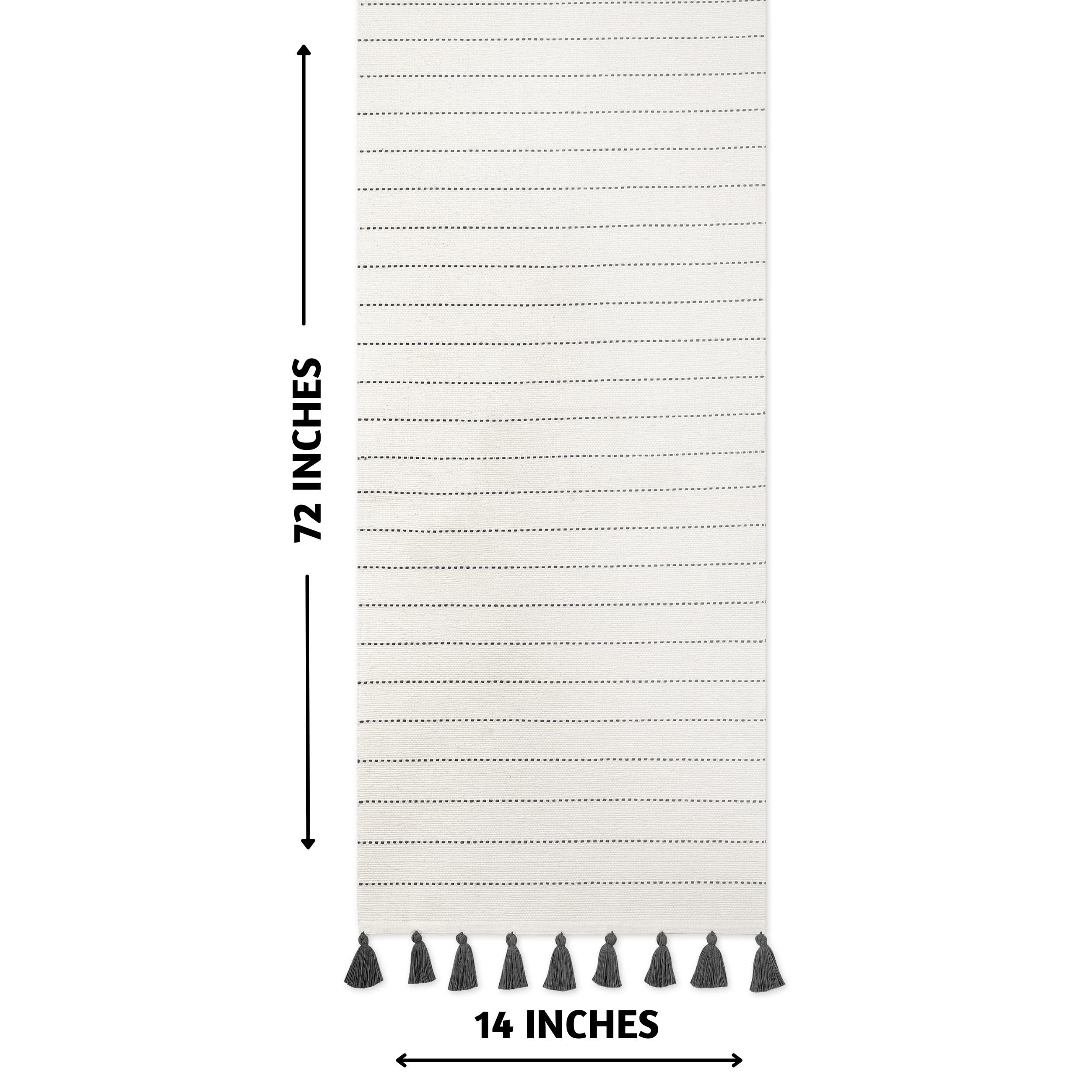 Folkulture Table Runner With Tassels For Home Dining Room Table, Farmhouse Style D  Cor For Kitchen, 100% Cotton 72 Inches Long