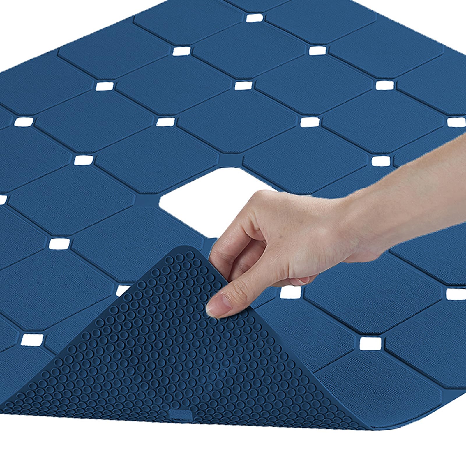 Shower Mat Non Slip Silicone Soft Odorless Bathroom Mat With Mini Suction Cups For Bath Mat And Bath Tub Mat Foldable And Machin