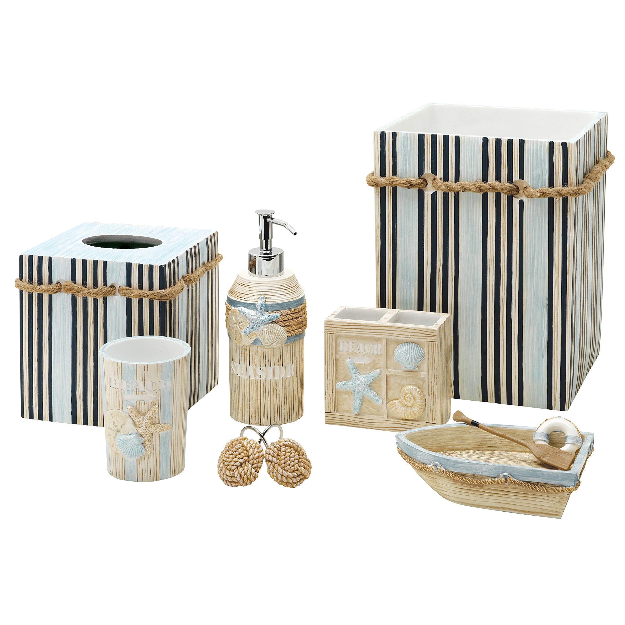 Zenna Home Seaside Serenity Tumbler, 1 Count (Pack Of 1), Brown, Blue, White