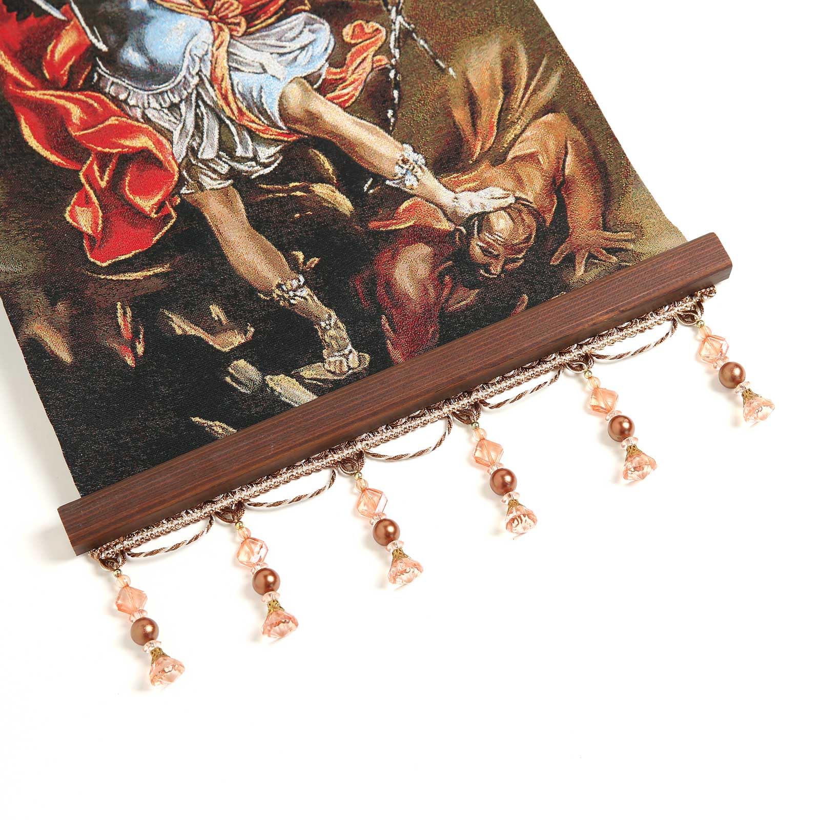 Hzman St Michael Painting Retro Handmade Weave Wall Art Decor Holy Archangel Catholic Aesthetic Picture For Living Room Bedroom