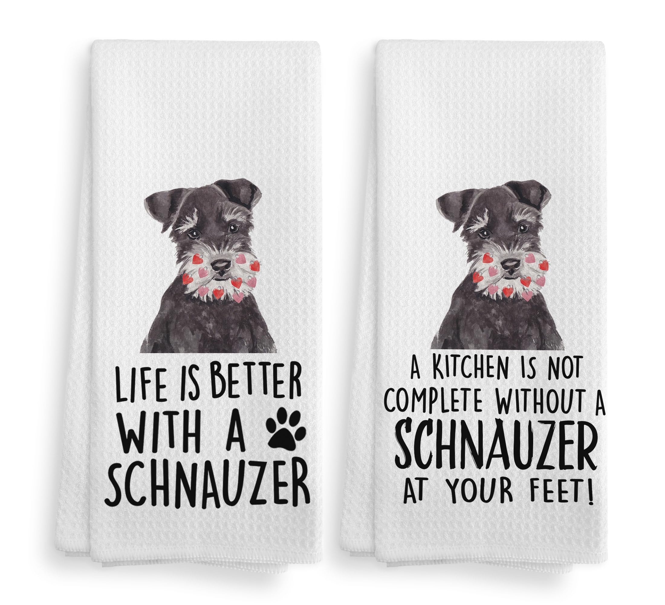 NOQL Schnauzer Towels, Schnauzer Gifts, Schnauzer Dog Kitchen Towels and Dishcloths Set of 2, Schnauzer Decor, Schnauzer Gifts f