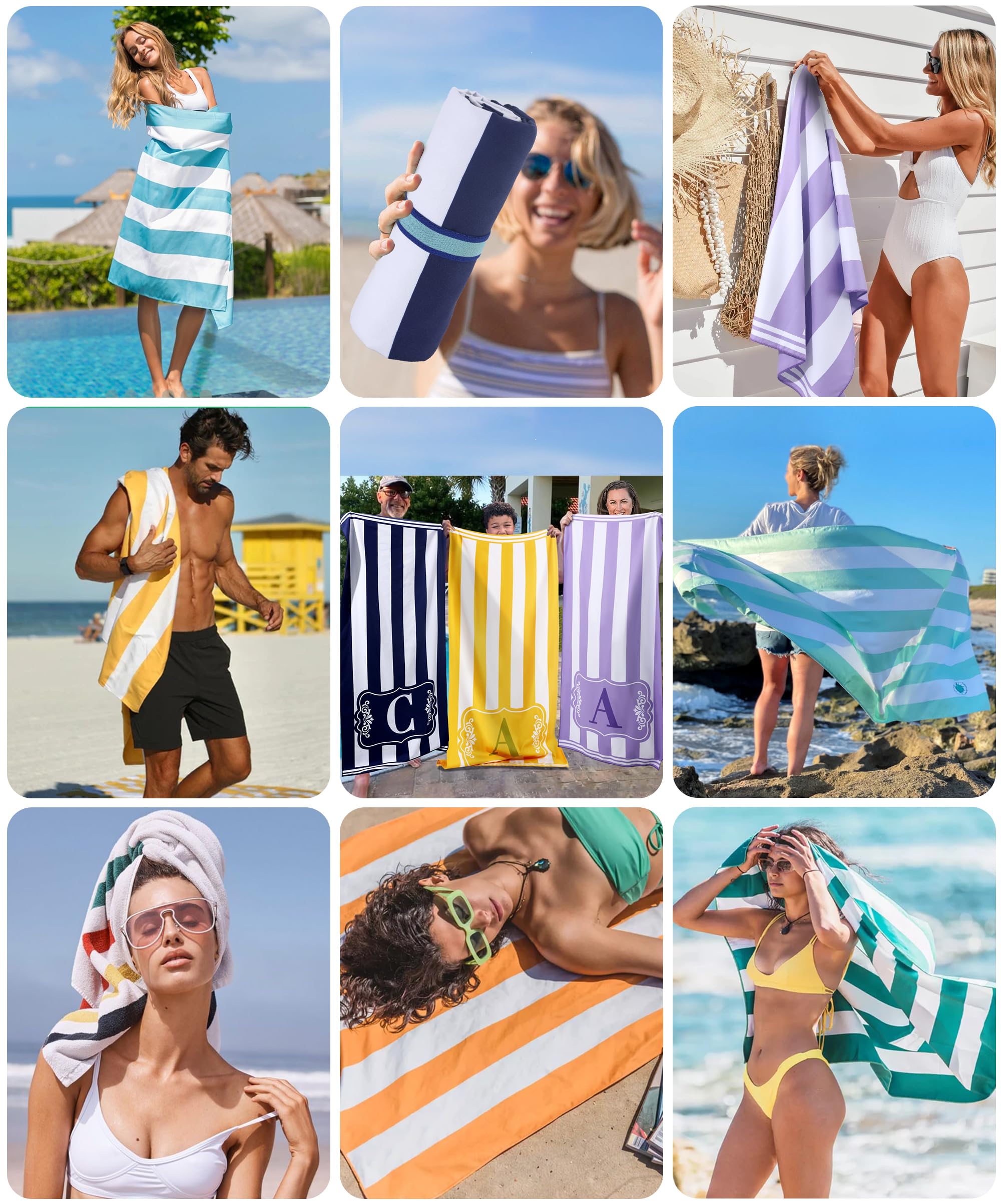 Antfuny Oversized Microfiber Monogrammed Beach Towels Fast Drying Sandproof Cute Travel Big Oversized Large Cool Beaxh Towell In