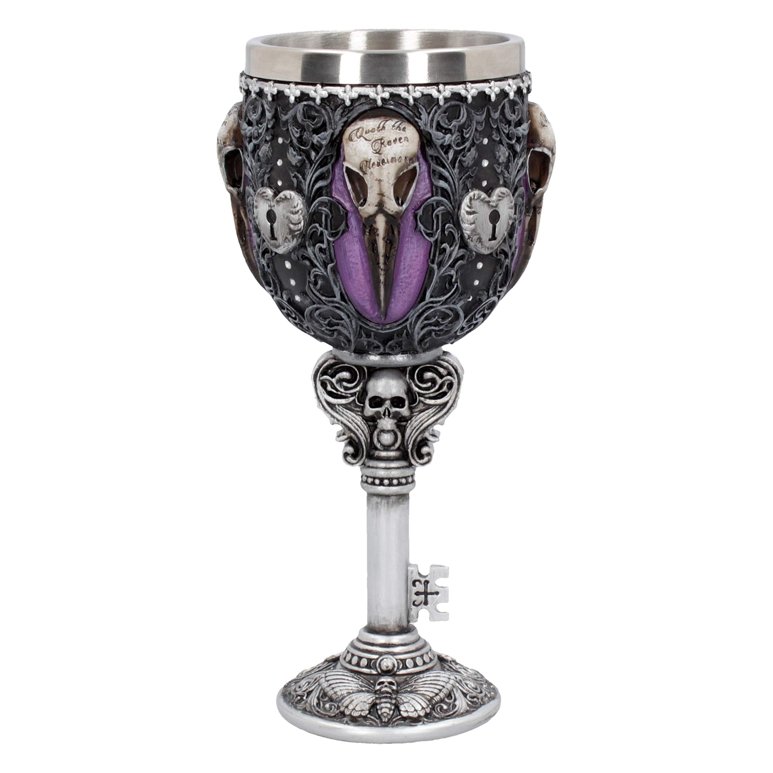 Nemesis Now B4725P9 Edgars Raven Goblet 18cm, Resin w. Stainless Steel