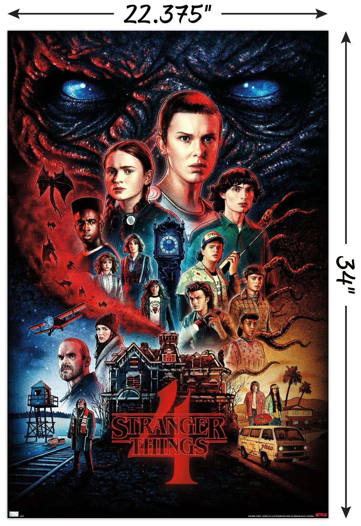Trends International Netflix Stranger Things: Season 4 - One Sheet Wall Poster, 22.375'' X 34'', Poster & Clip Bundle