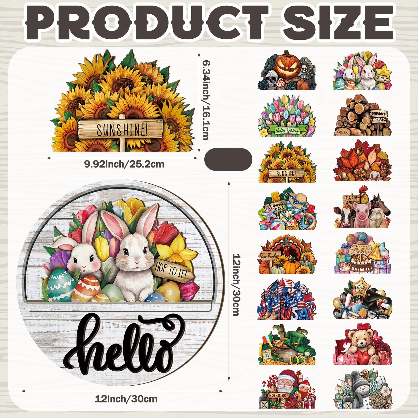 Yousoontic 17 Pcs 12 Inch Magnetic Welcome Door Sign Interchangeable Front Door Decor Rustic Christmas Seasonal Hanging Sign Tha