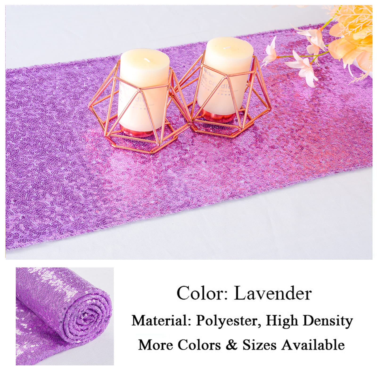 Shinybeauty 12X72-Inch Rectangle-Lavender-Sequin Table Runner- For Wedding/Party/Decor Lilac Table Runner Table Runner 72 Inches