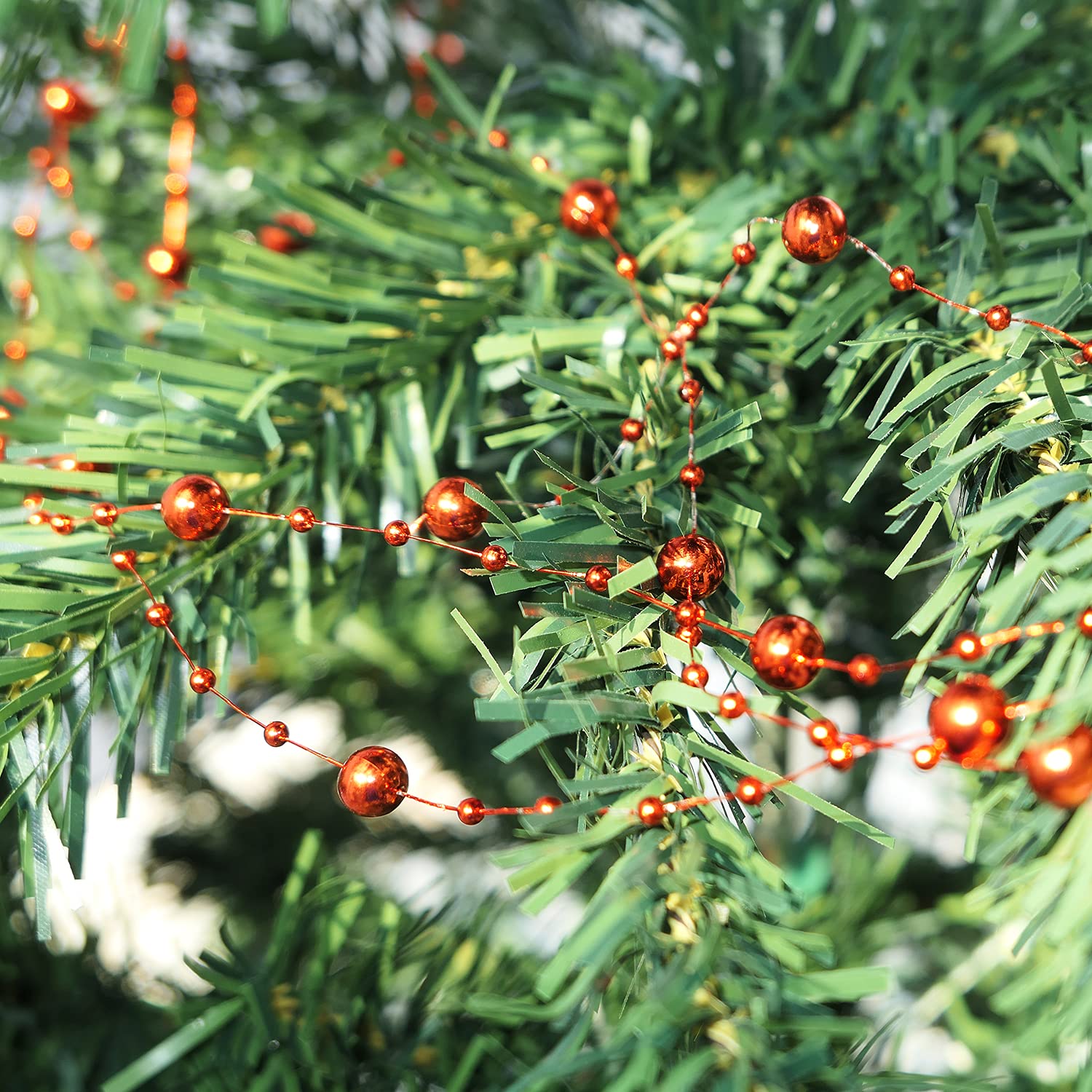 HADDIY Red Beads Garland for Christmas Tree,66 Feet Plastic Pearl Strands Chain Beaded Garlands for Holiday D  cor and Crafts