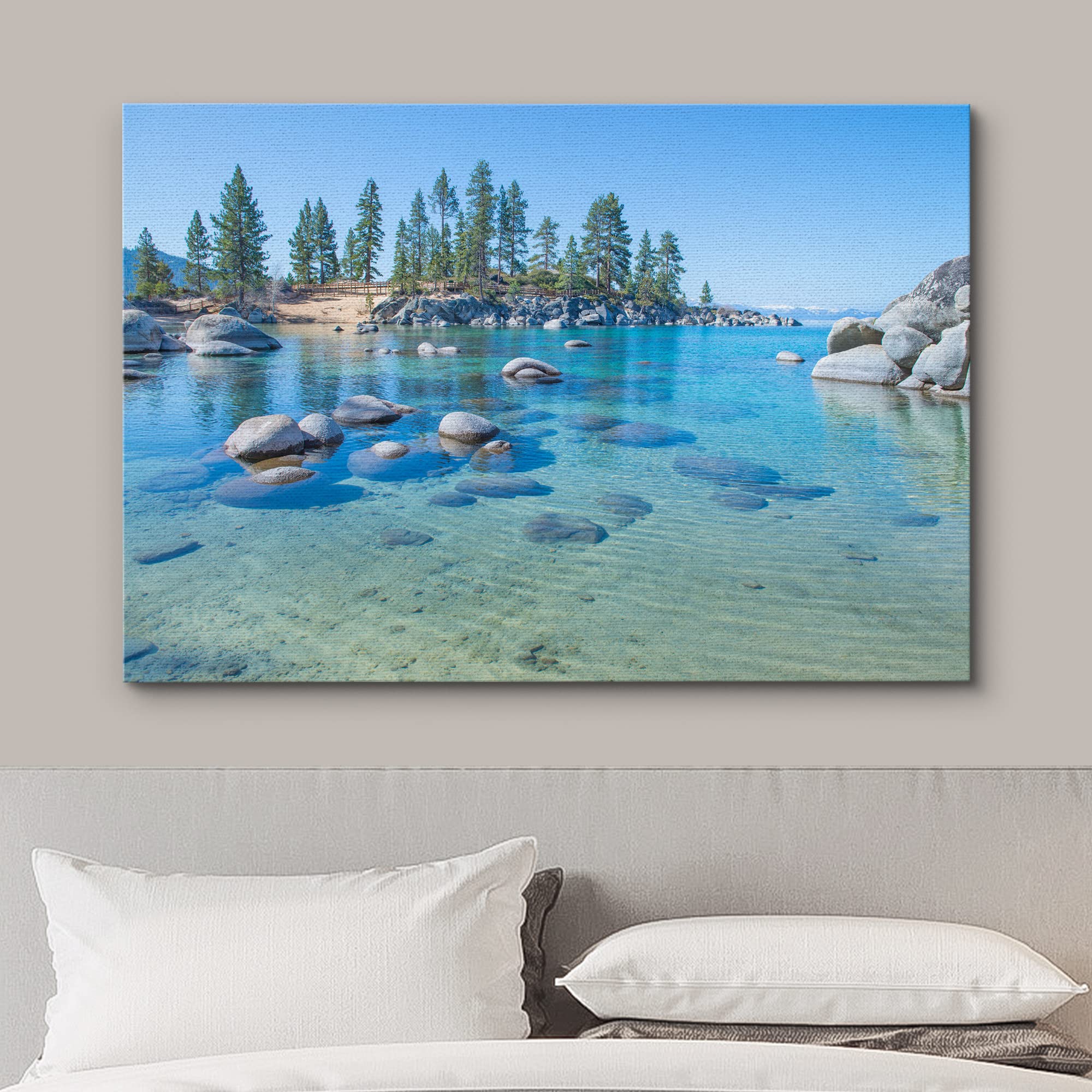 Wall26 Canvas Print Wall Art Blue Lake In Mountain Forest Landscape Nature Wilderness Photography Modern Art Rustic Scenic Color