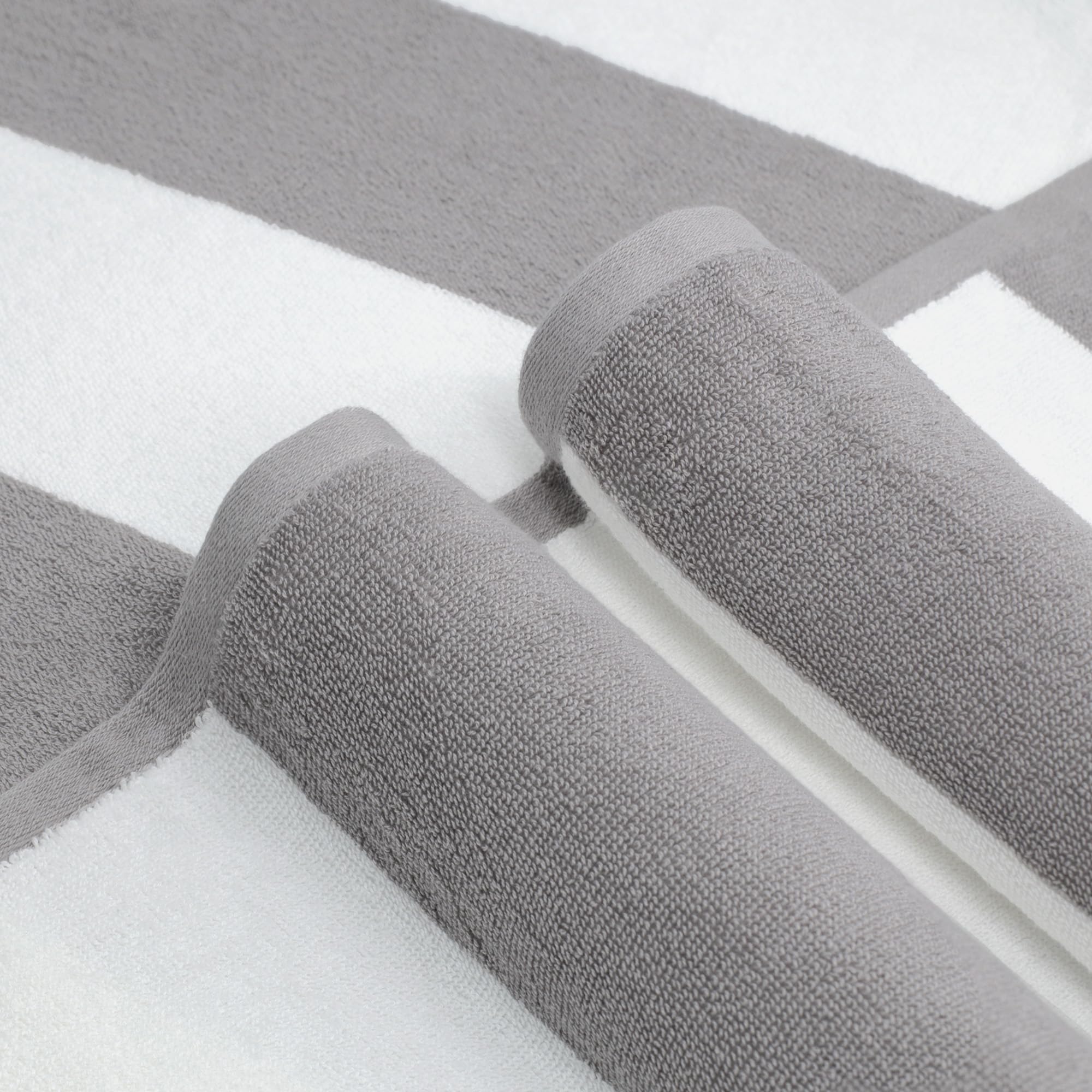 Clowood Plush Oversized Beach Towel - Cotton 40 X 72 Inch Large Thick Charcoal Grey Striped Cabana Pool Swimming Towel