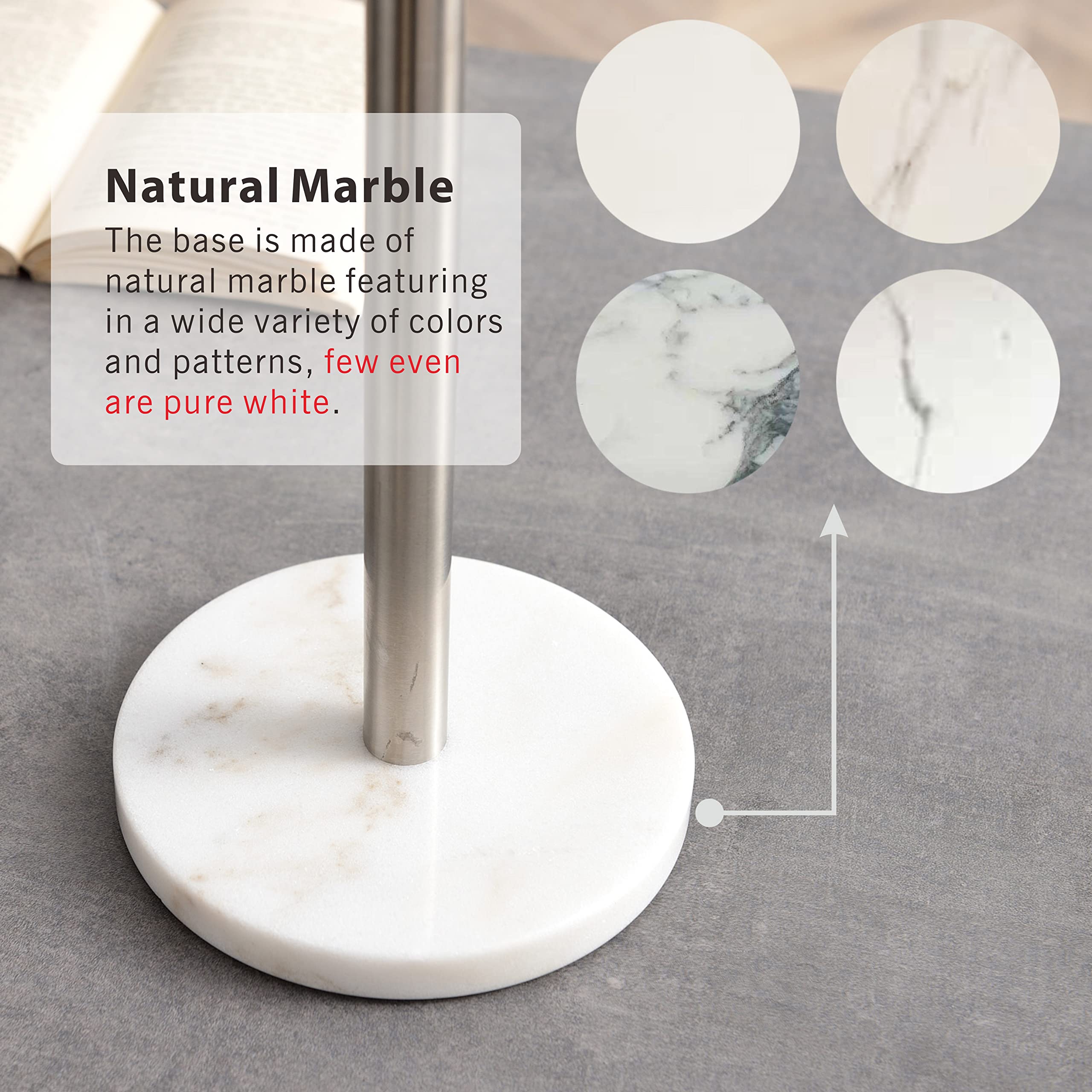 Songtec Toilet Paper Holder Stand, Free Standing Tissue Roll Holder, Heavy Natural Marble Base, Sturdy For 5 Toilet Paper Rolls