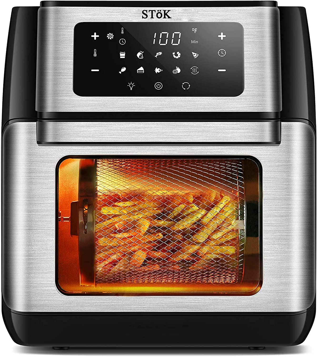 Stok (St-Afd-10L) Electric Fryer With 3D Smart Rapid Air Technology/Led Digital Touchscreen/8 Presets/10 Liter Large Basket Capa