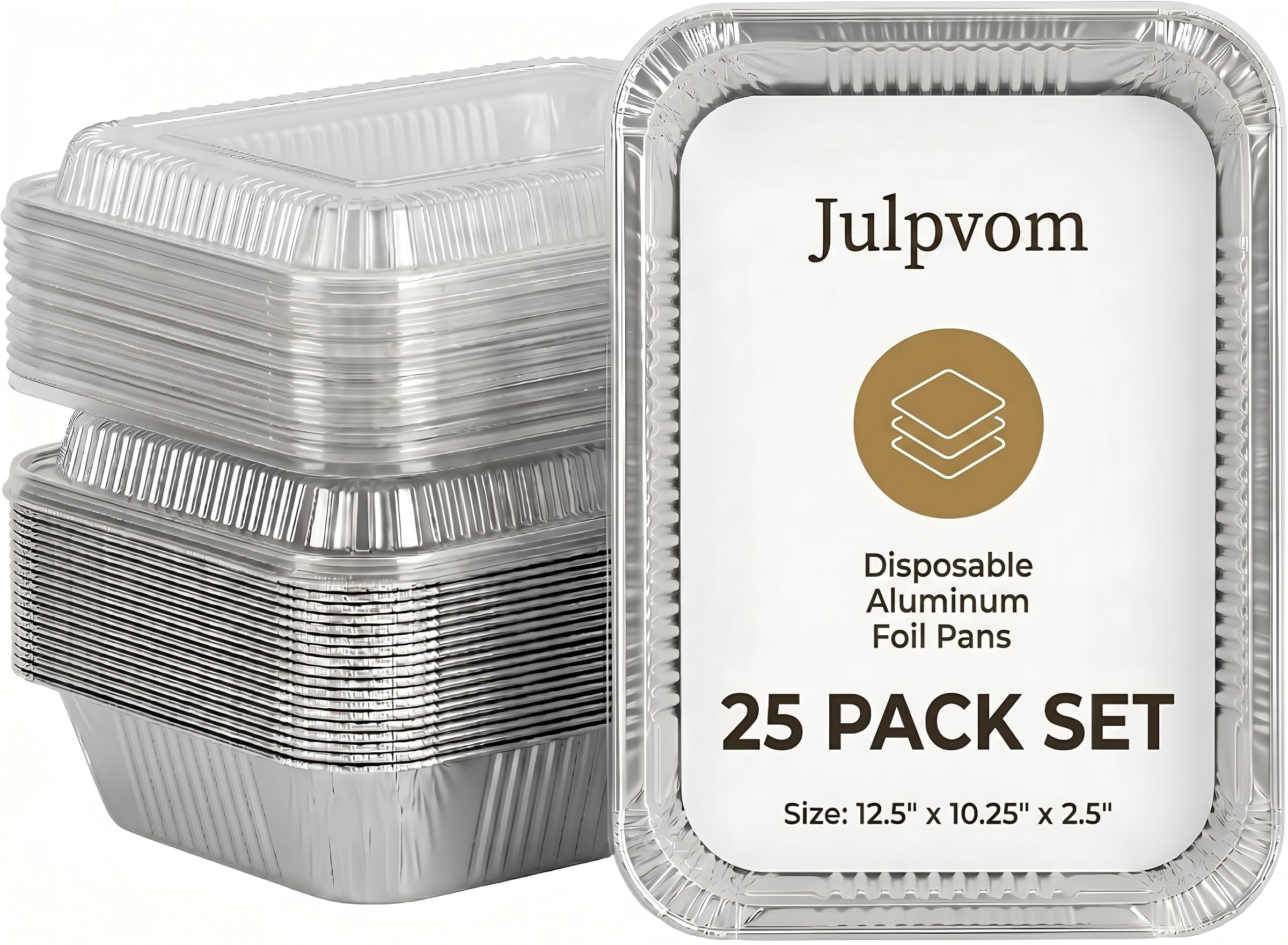 Julpvom 25 Pack 9x13 Aluminum Foil Pans with Clear Lids Half Size