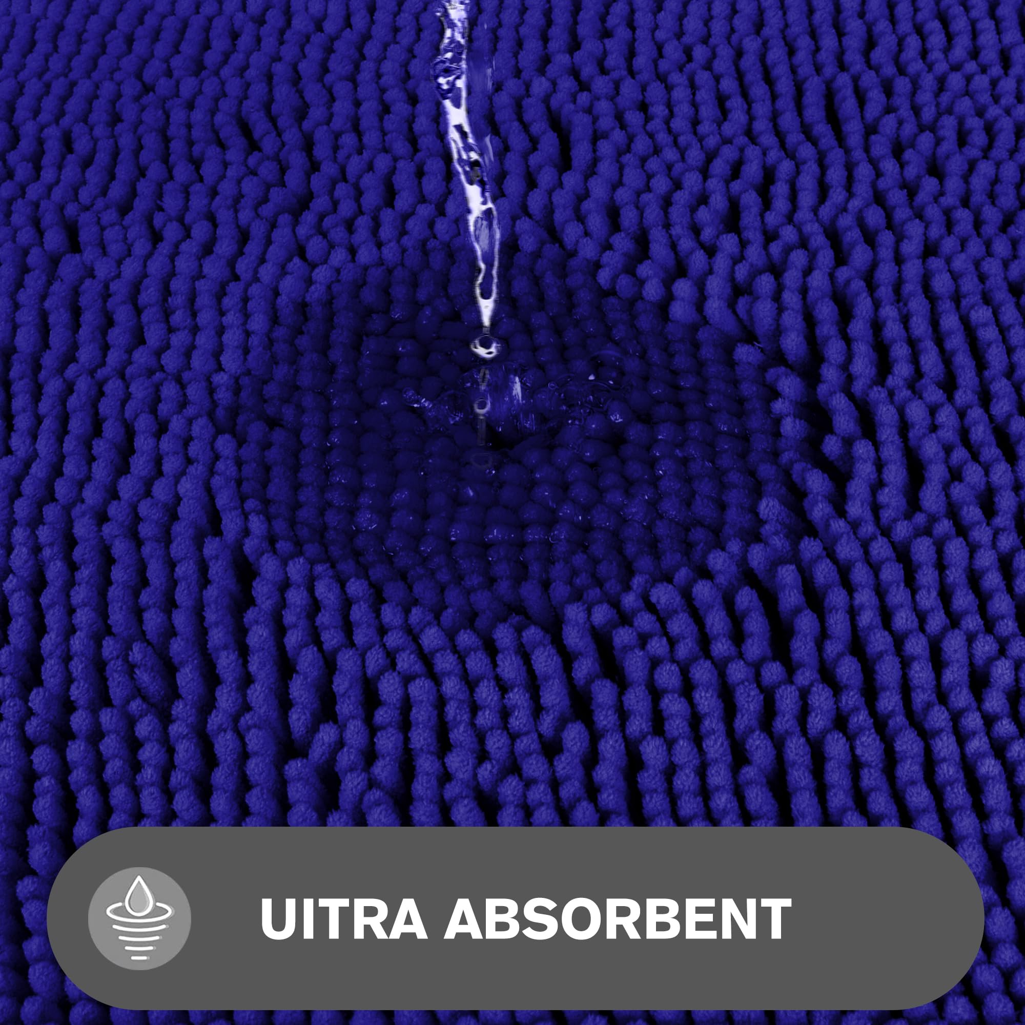 Pureswan Royal Blue Bathroom Rugs Sets 2 Piece - Absorbent And Washable Bath Mat, Non-Slip, Thick Soft Chenille Bath Rugs For Ba