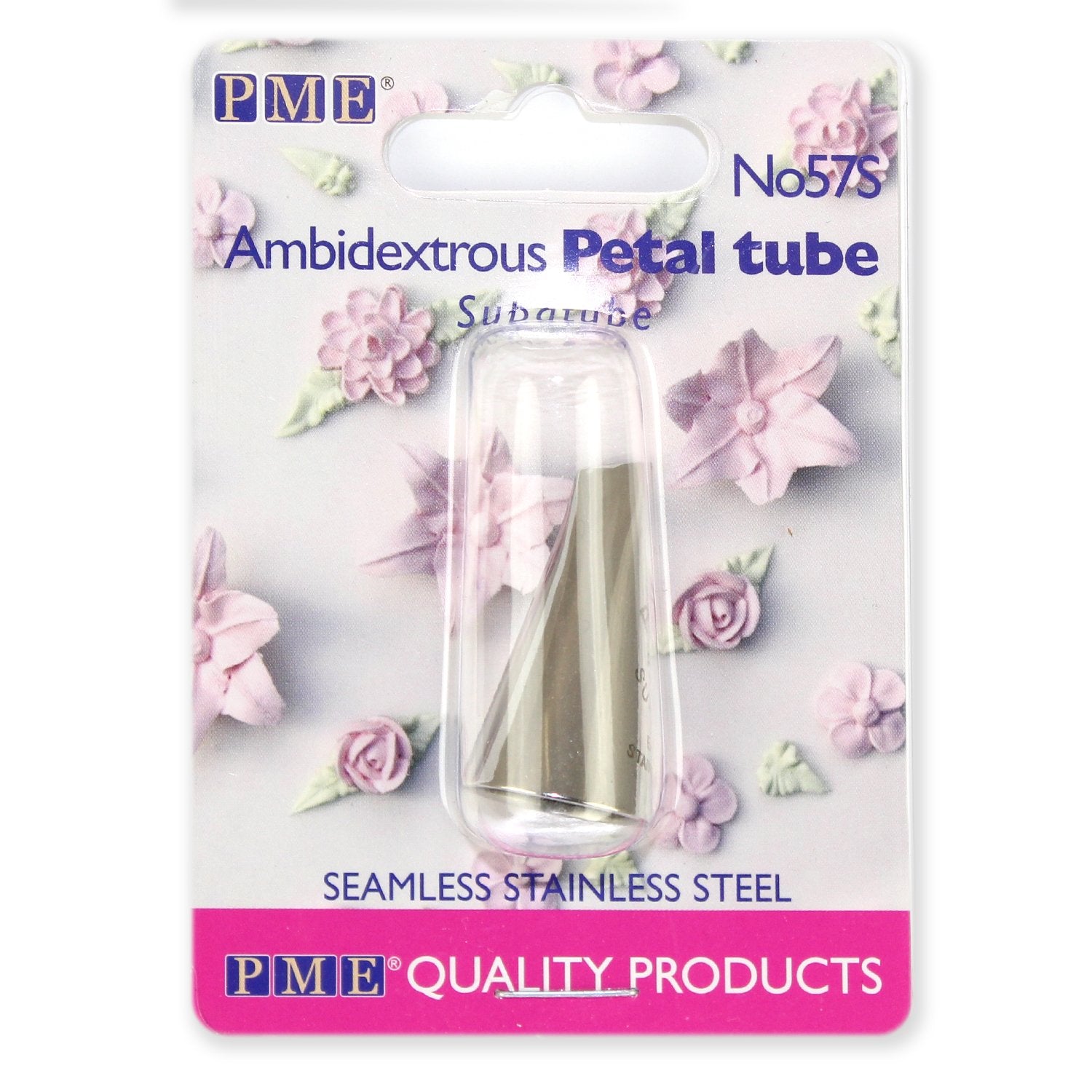Pme Seamless Stainless Steel Straight Petal Supatube Decorating Tip, For Ambidextrous, No. 57S