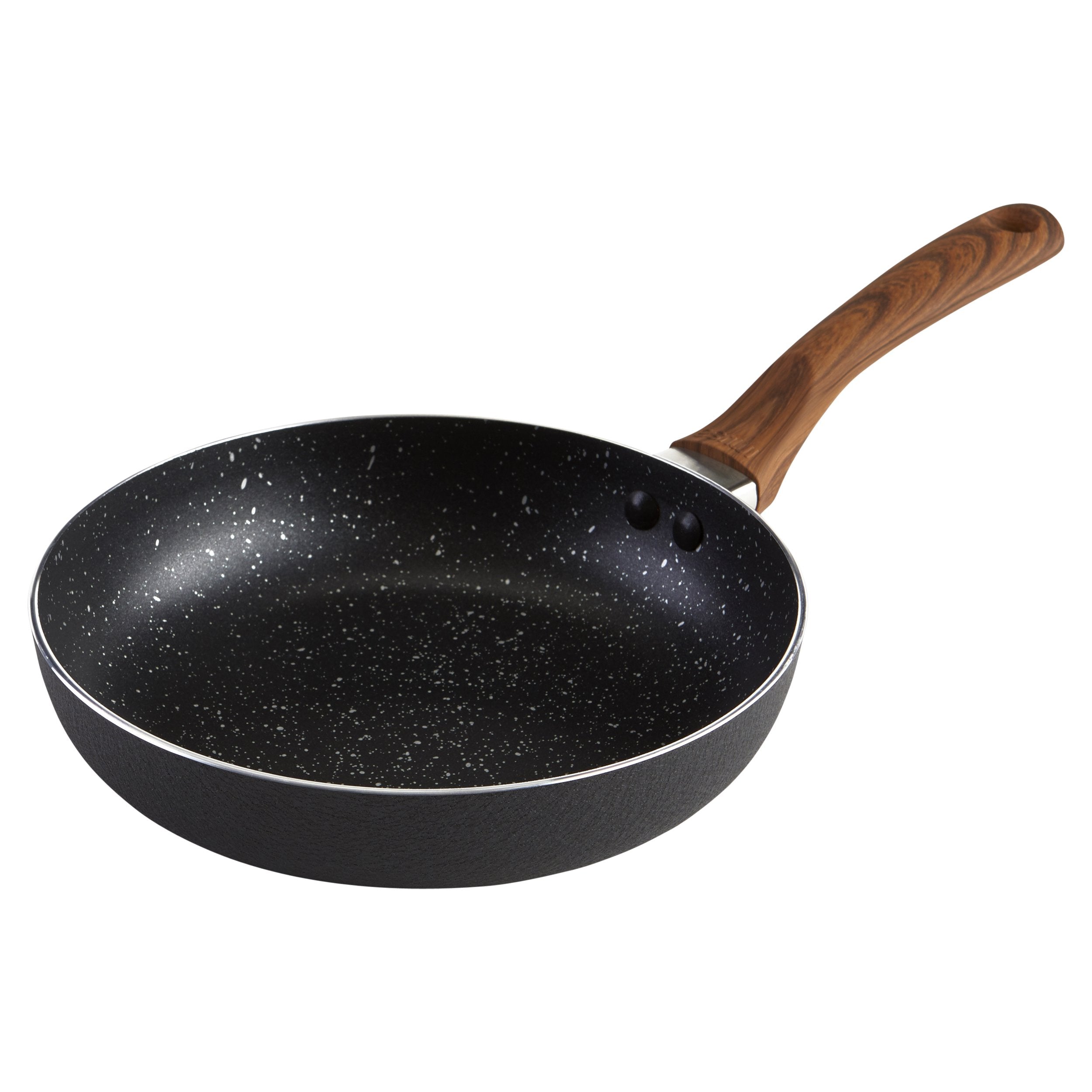 IMUSA USA Woodlook 12 Black Stone Fry Pan Handle and Speckled Nonstick Interior
