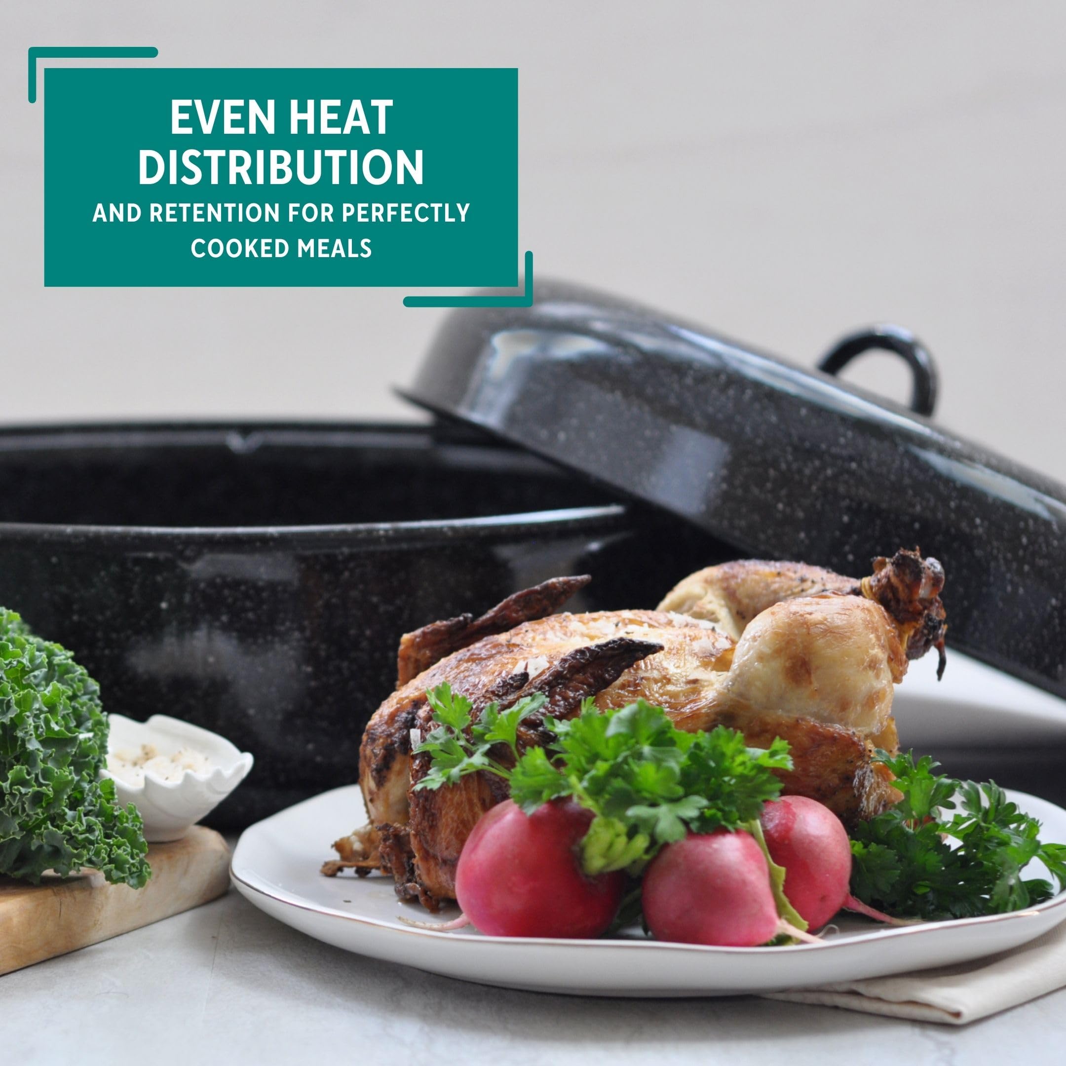 Mirro 18'' Black Covered Oval Roaster With Lid