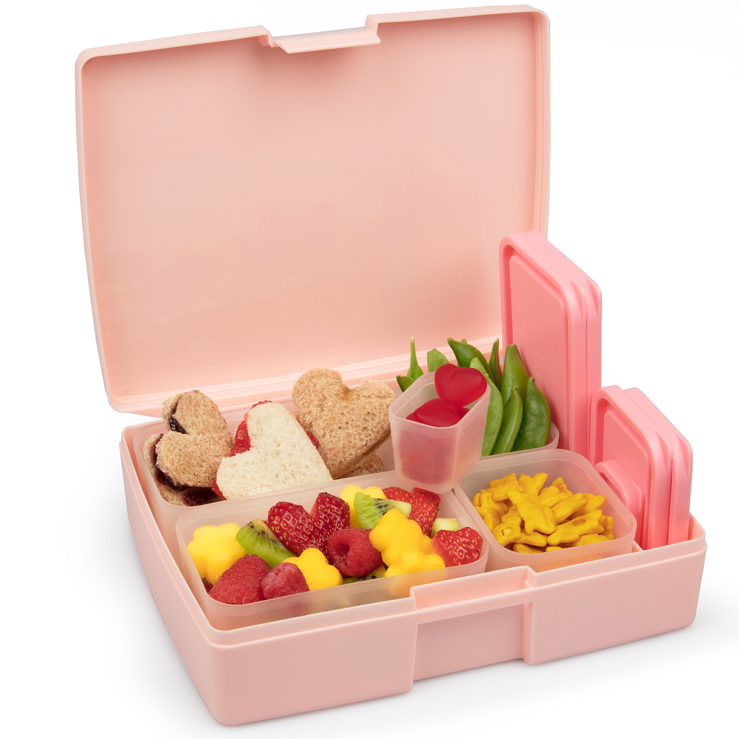 Bentologytm Pink Bento Lunch Box Set W 5 Removable Nesting Containers- Adapt Inner Compartment Portion Sizes- Meal Prep Snack Ho