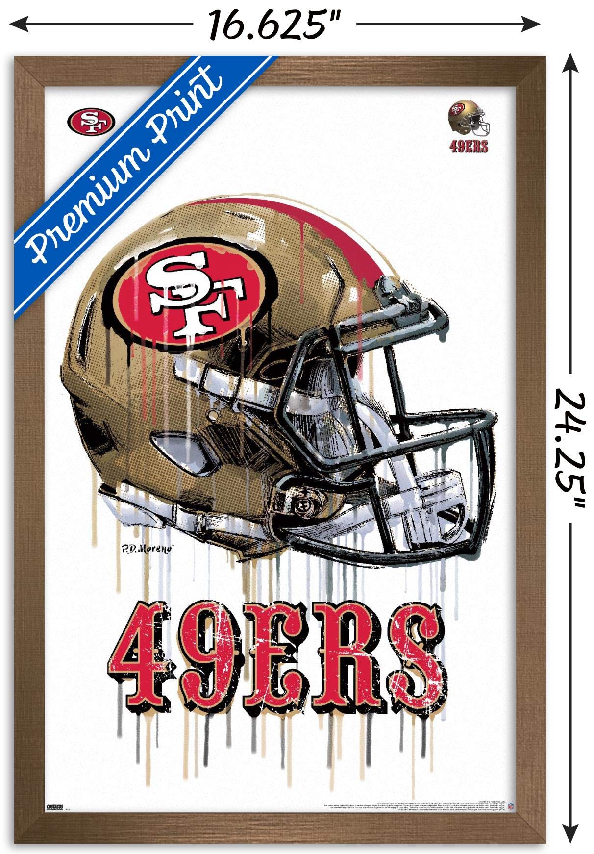 Trends International NFL San Francisco 49ers - Drip Helmet 20 Wall Poster  14.725'' x 22.375''  Bronze Framed Version