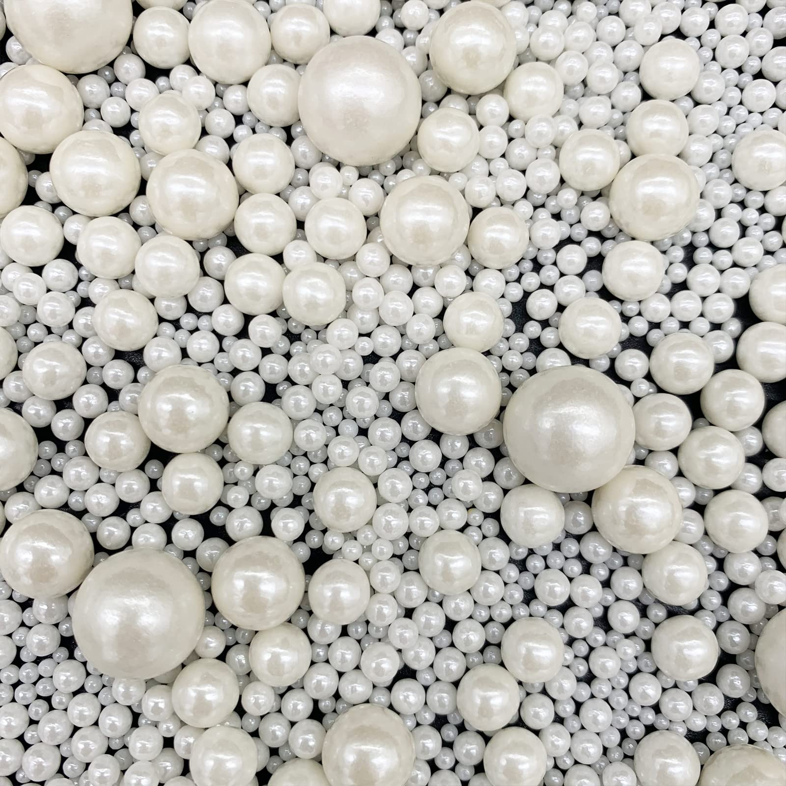 Weraru Edible White Pearl Sugar Sprinkles Candy Mixing Size Baking Edible Cake Decorations Cupcake Toppers Cookie Decorating Cel