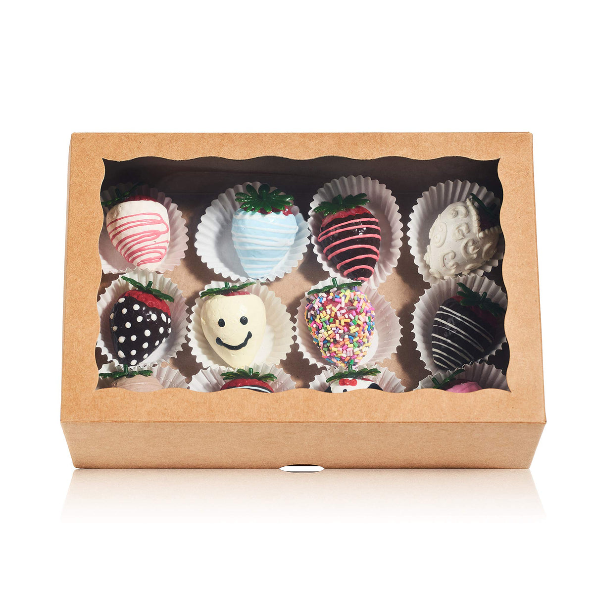 Jcxgrvc 24Pcs 10 X 7 X 25 Inches Professional One Piece Strawberries Boxes, Cookies Boxes With With Clear Window For Visibility,