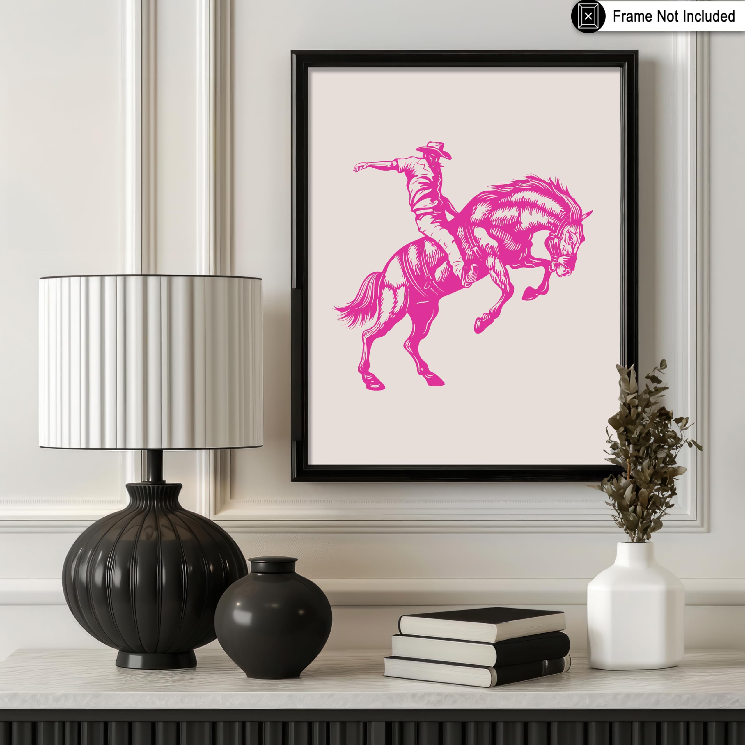 Poster Master Skeleton Cowboy Poster - Retro Pink Skeleton Horse Print - Western Art - Rodeo Art - Wild West Art - Gift For Him