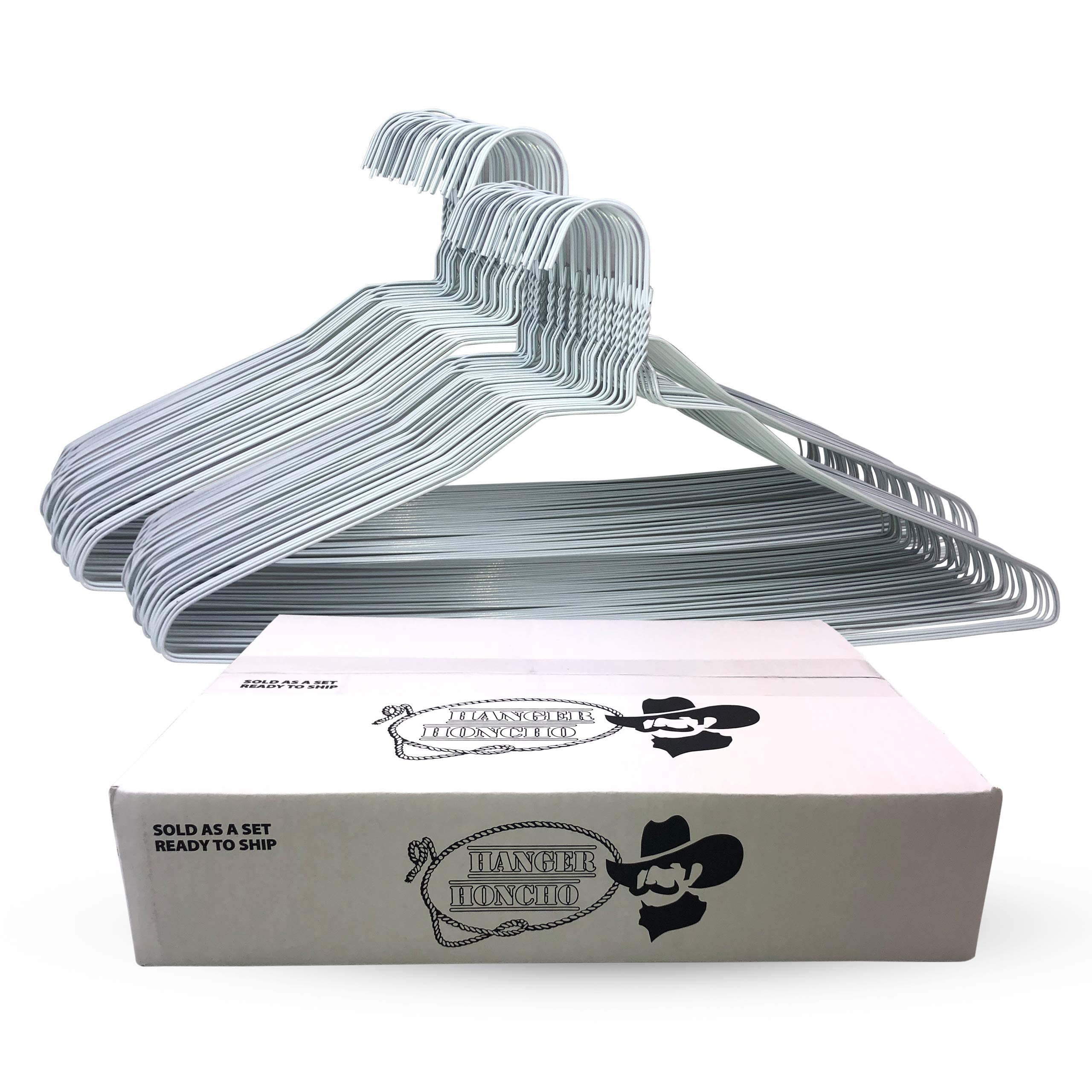 100 Wire Hangers - White Metal Hangers In Bulk - 18 Inch Thin Standard Dry Cleaner Coated Steel